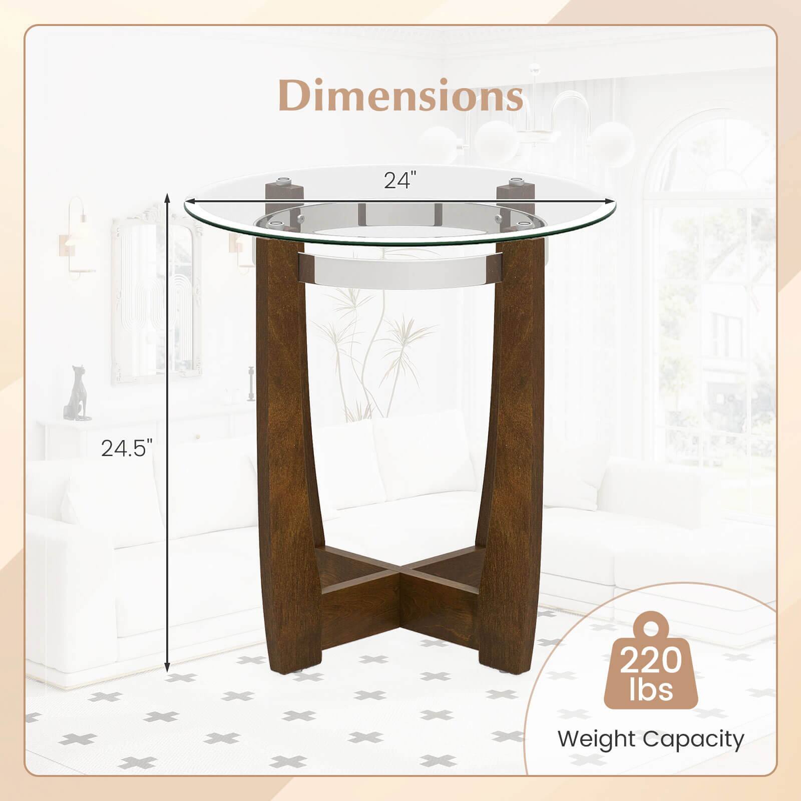 Dimensions:  
- Diameter: 24"  
- Height: 24.5"  
- Weight Capacity: 220 lbs