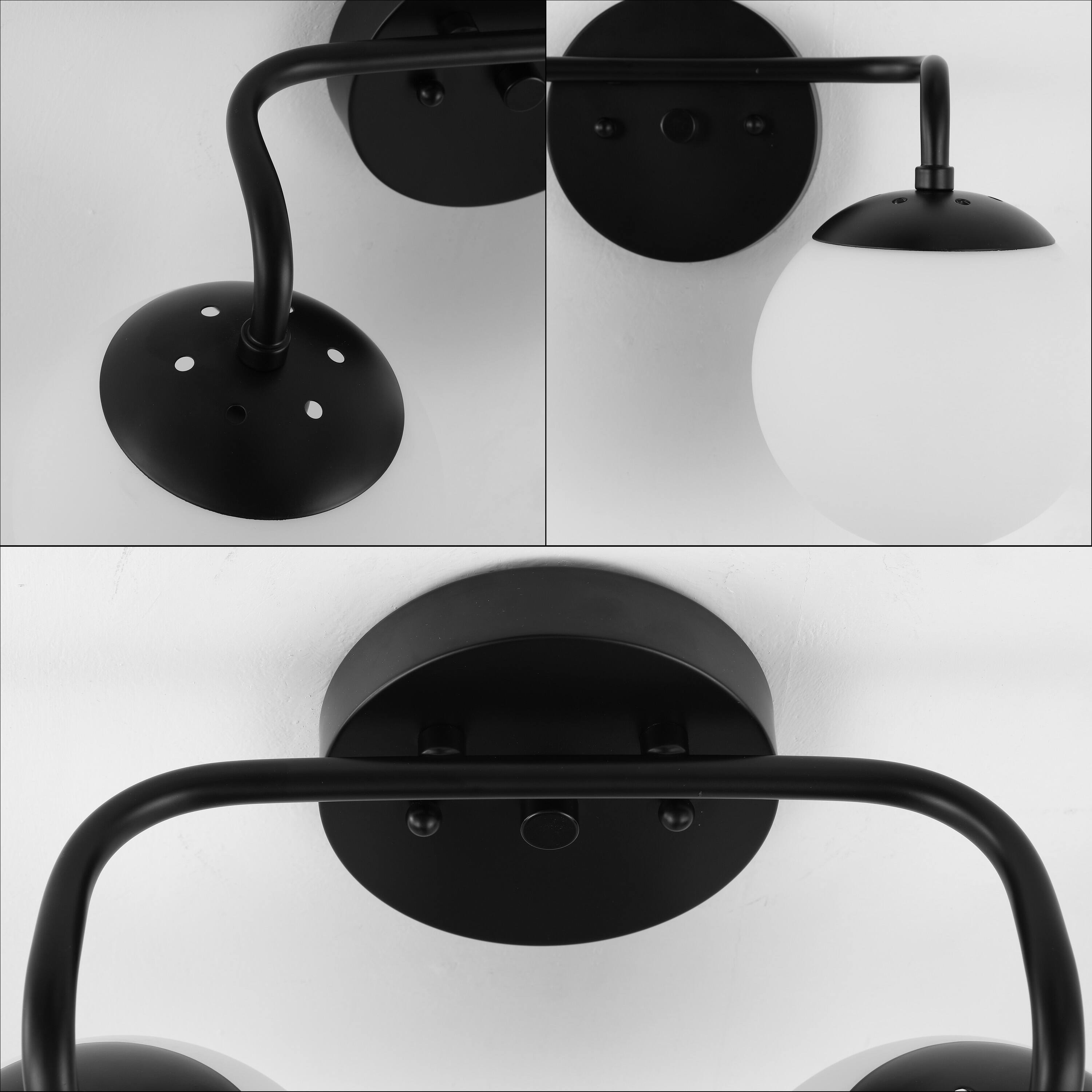 Alt View 6. Jonathan Y - Louis Parisian Globe 15" 2-Light Metal/Frosted Glass Modern Contemporary LED Vanity Light, Black - Black.