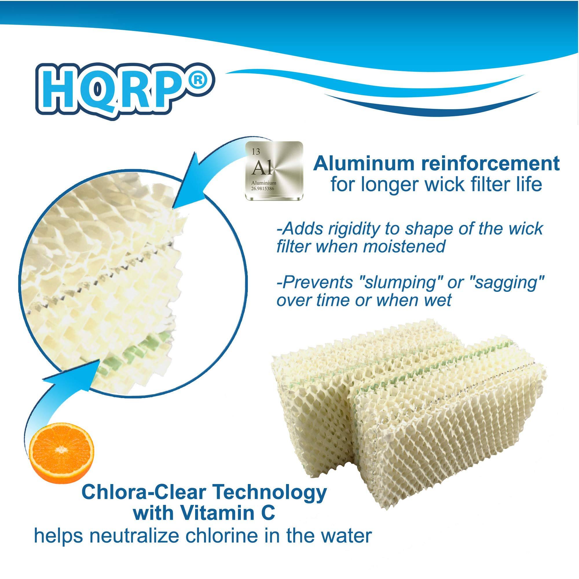 HQRP 13 Al Aluminum reinforcement Alumisimn for longer wick filter life  
- Adds rigidity to shape of the wick filter when moistened  
- Prevents "slumping" or "sagging" over time or when wet  

Chlora-Clear Technology with Vitamin C helps neutralize chlorine in the water