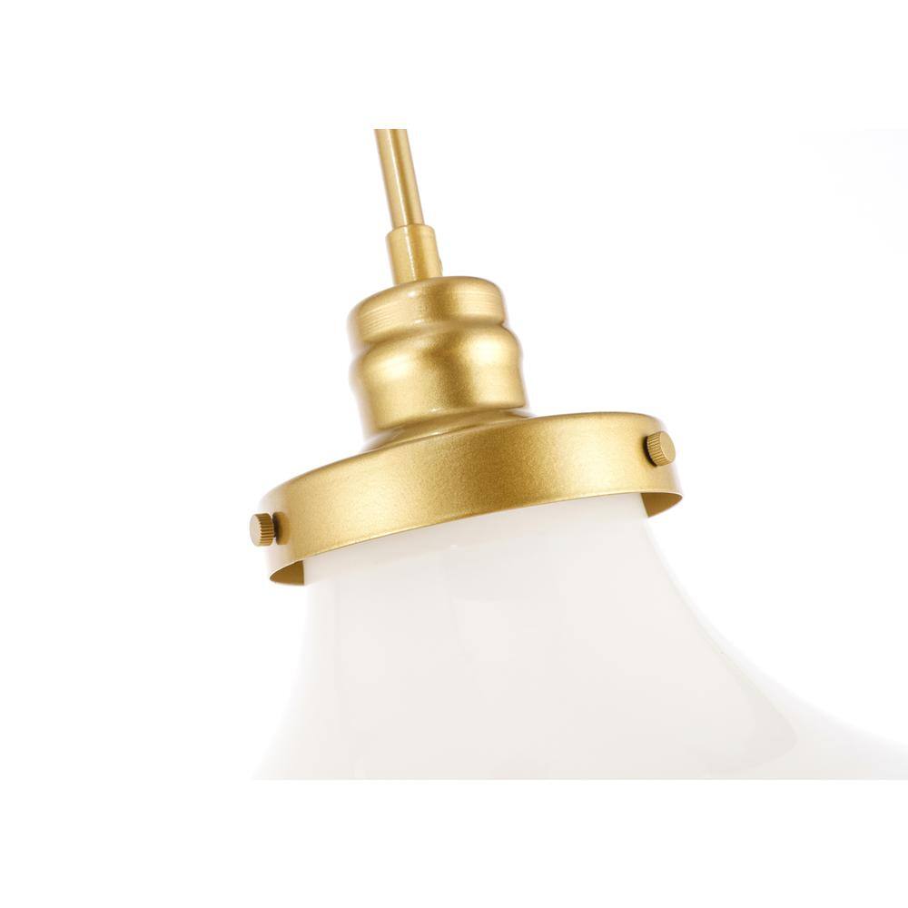 Back. Living District - Lyle 1 light Brass and frosted white glass pendant - Brass And Frosted White Glass.