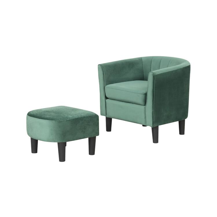 Front. SlickBlue - Cozy Teddy Velvet Club Chair with Matching Ottoman for Bedroom or Lounge - Green.