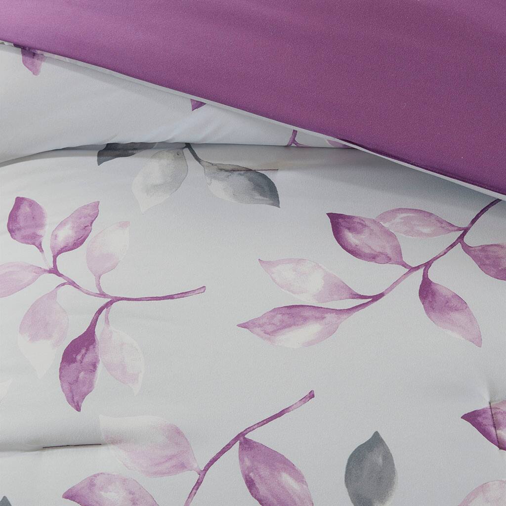 Alt View 5. Gracie Mills - Gracie Mills Amalia 9-Piece Floral Comforter Set with Coordinating Cotton Bed Sheets - Purple.