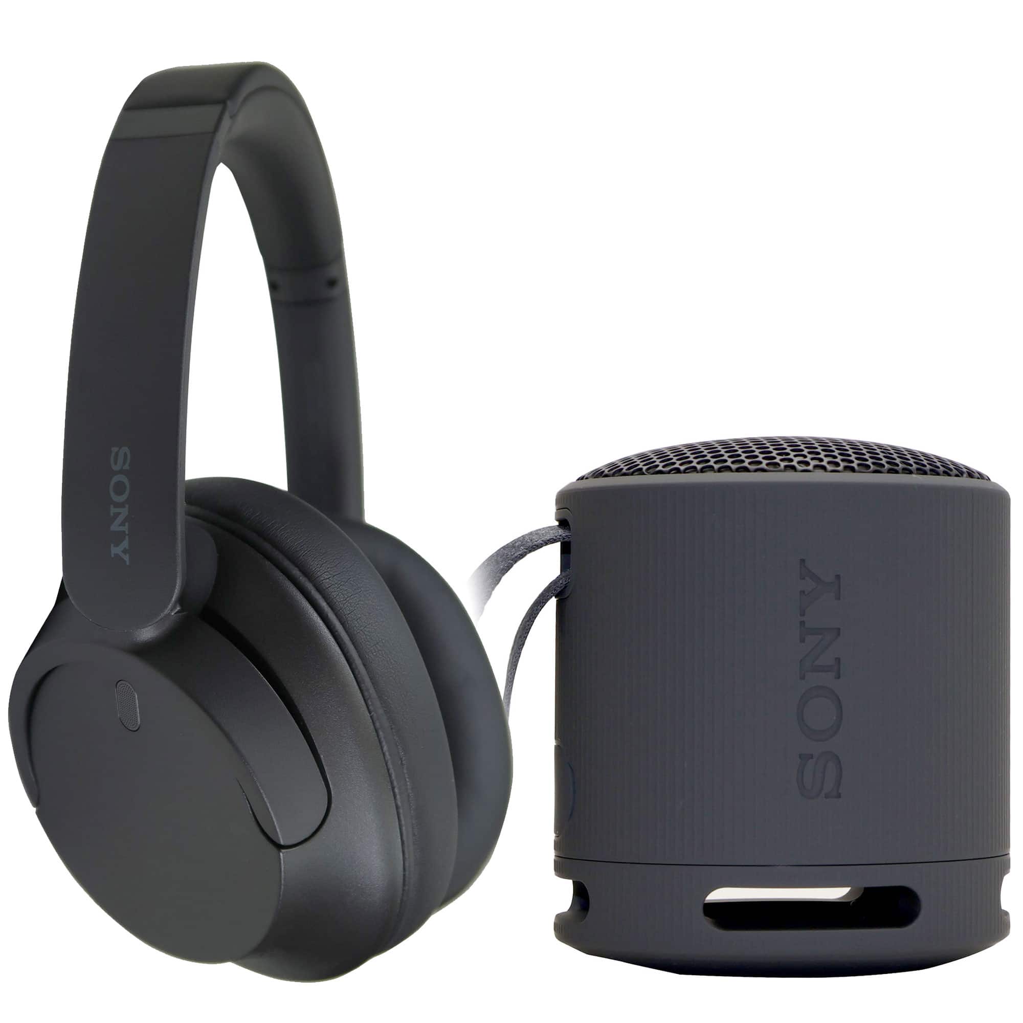 XB100 Portable Waterproof Bluetooth Speaker + Sony Wireless Over-Ear Noise-Canceling Headphones WH-CH720N - Black