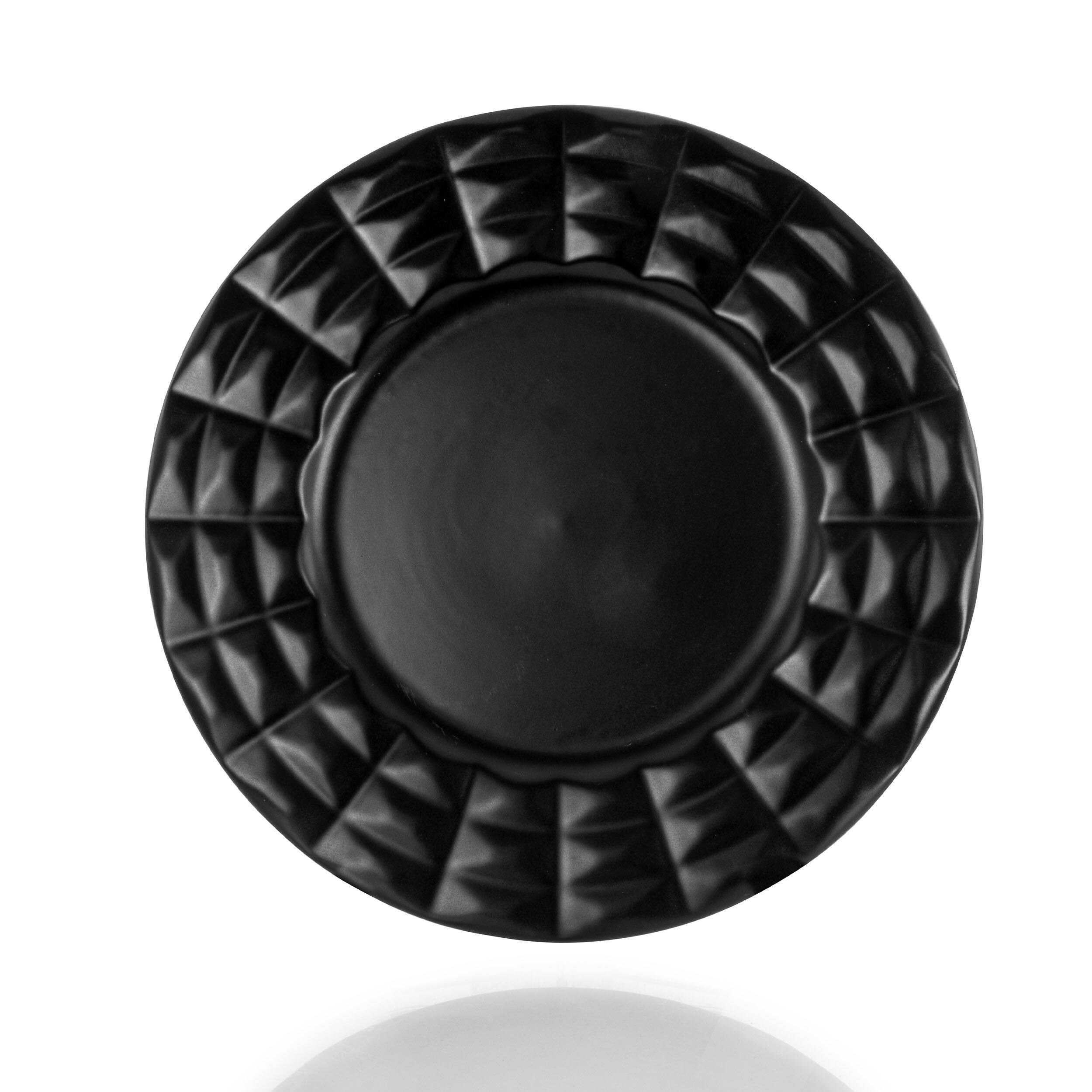 Alt View 7. Elama - Elama Retro Chic 16-Piece Glazed Dinnerware Set in Black - Black.