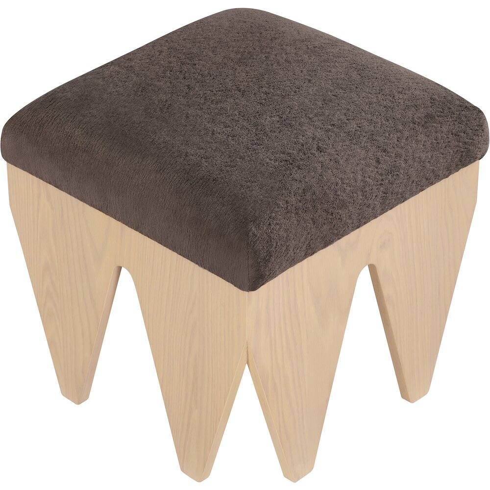 Alt View 3. Meridian Furniture - Altair Brown Velour Fur Fabric Bench - Brown.