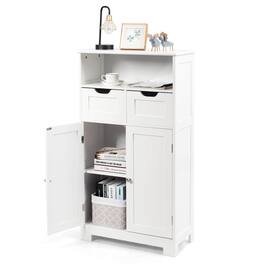 Ecooso - Wooden Bathroom Storage Cabinet with 2 Doors and 2 Drawers Organizer - White
