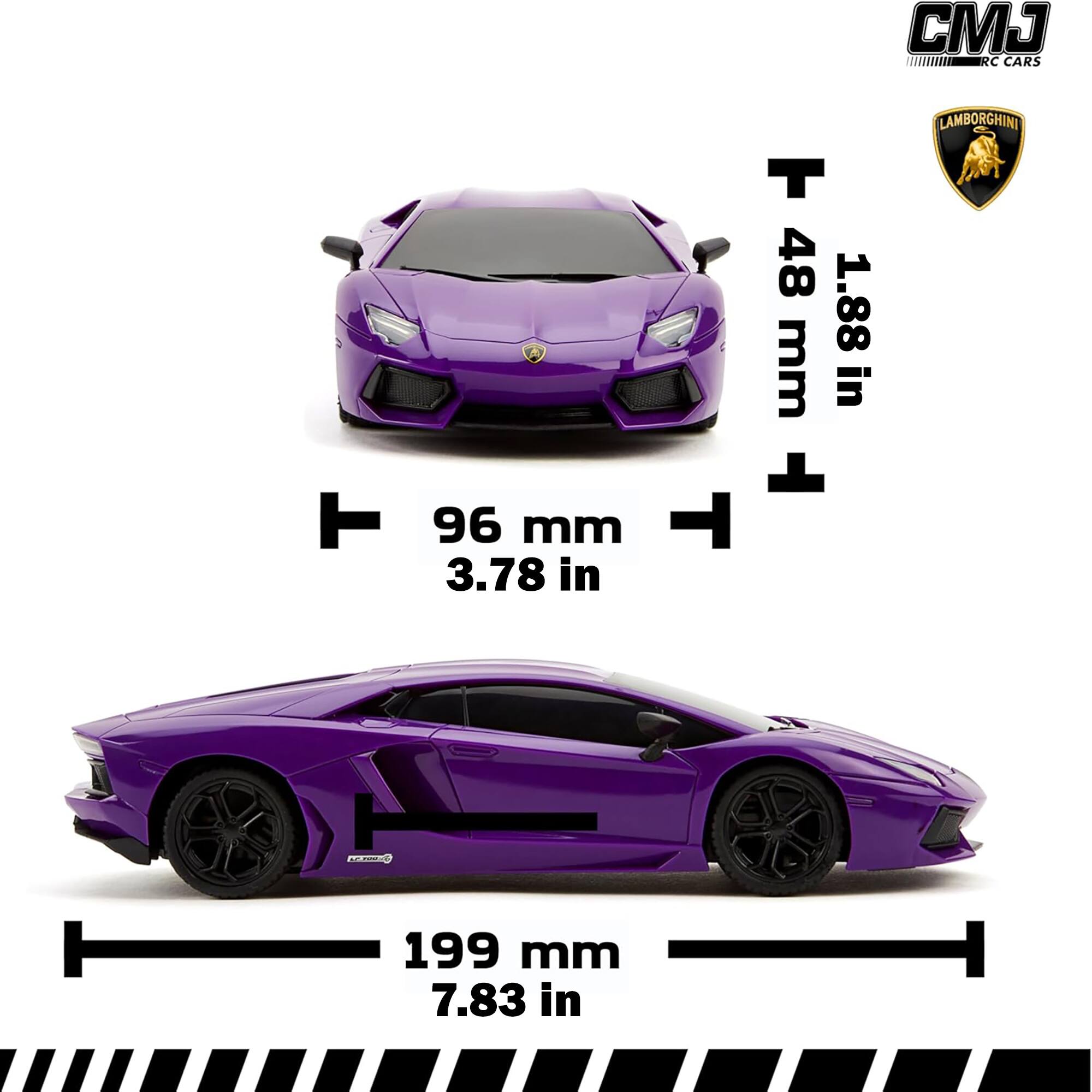 J XC CARS

T 48 mm 1.88 in

L 96 mm 3.78 in

LAMBORGHINI

199 mm 7.83 in