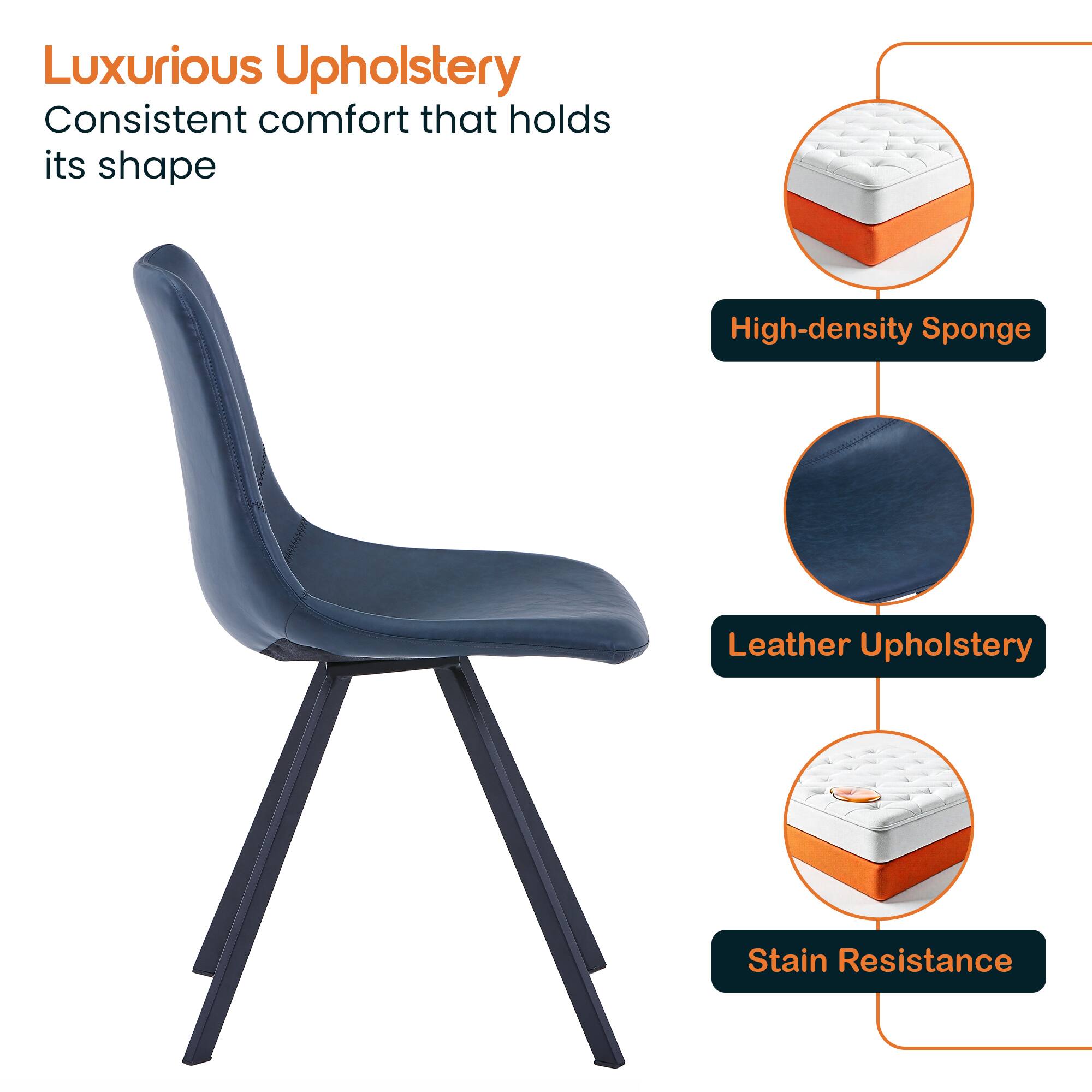 Luxurious Upholstery  
Consistent comfort that holds its shape

- High-density Sponge
- Leather Upholstery
- Stain Resistance