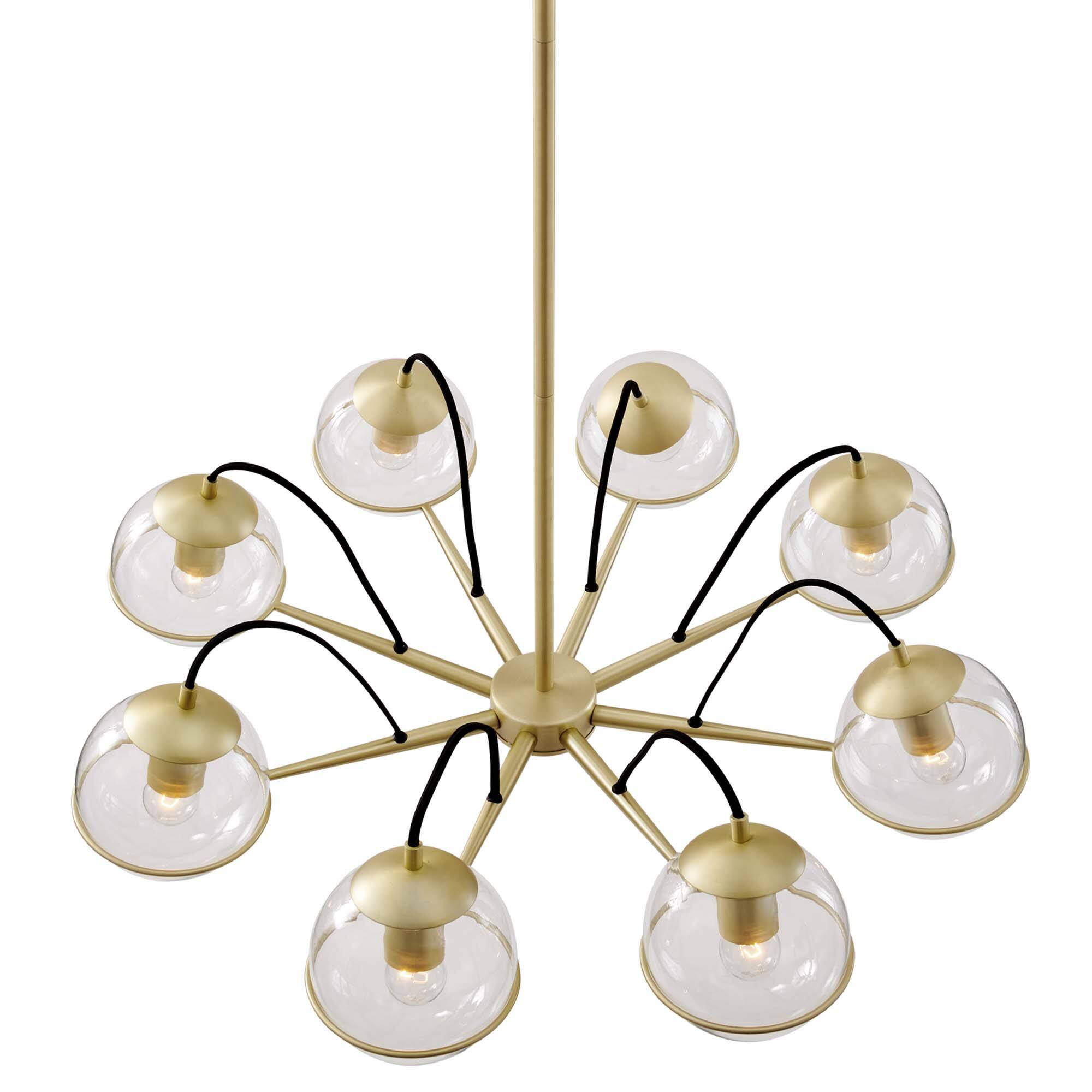 Alt View 4. Modway - Hanna 8-Light Chandelier by Modway - Clear Gold.
