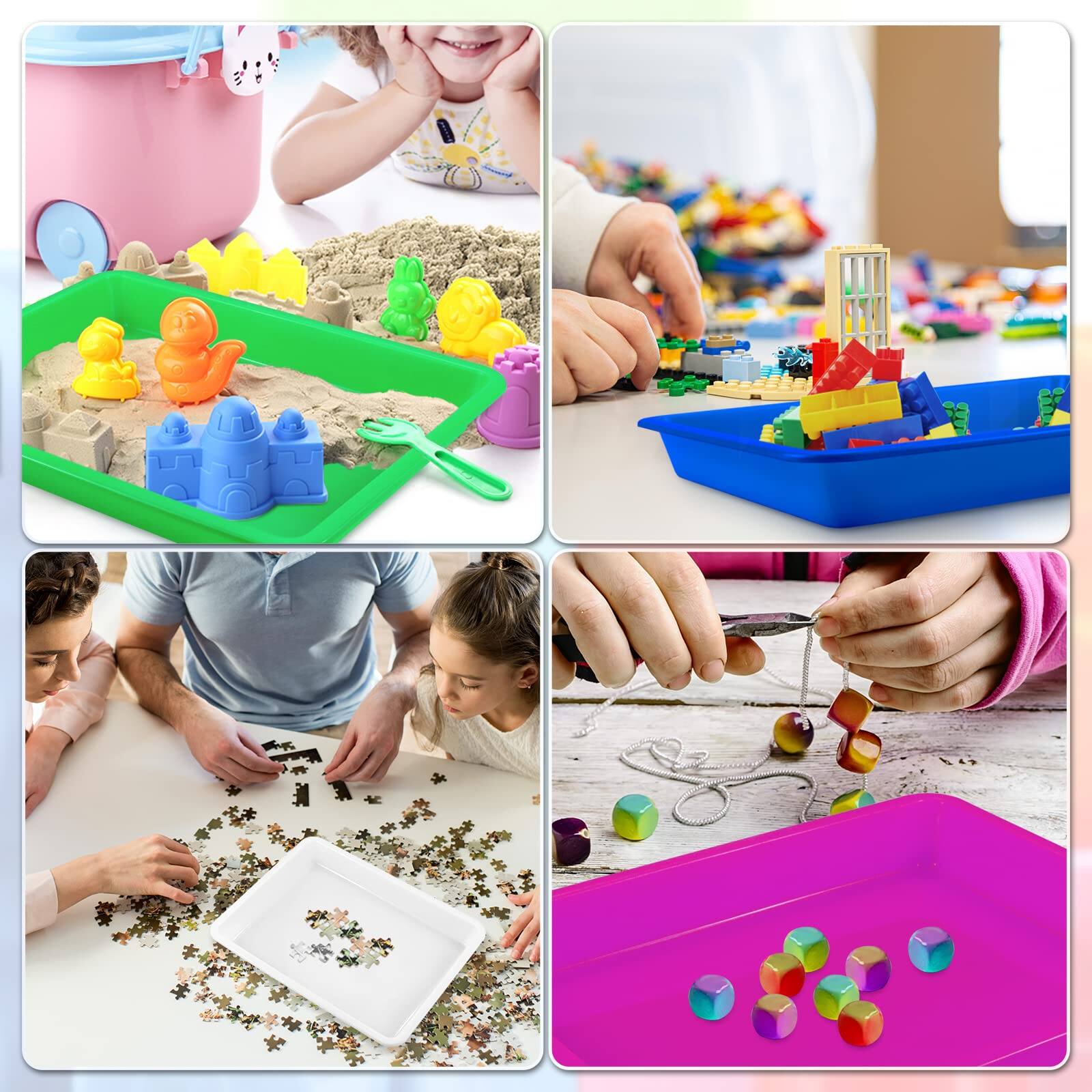 Alt View 5. Dapper Styles - Plastic Art Trays 6 Colors Activity Crafts Tray Serving Organizer For School Classroom Diy Projects Paintin... - 16.