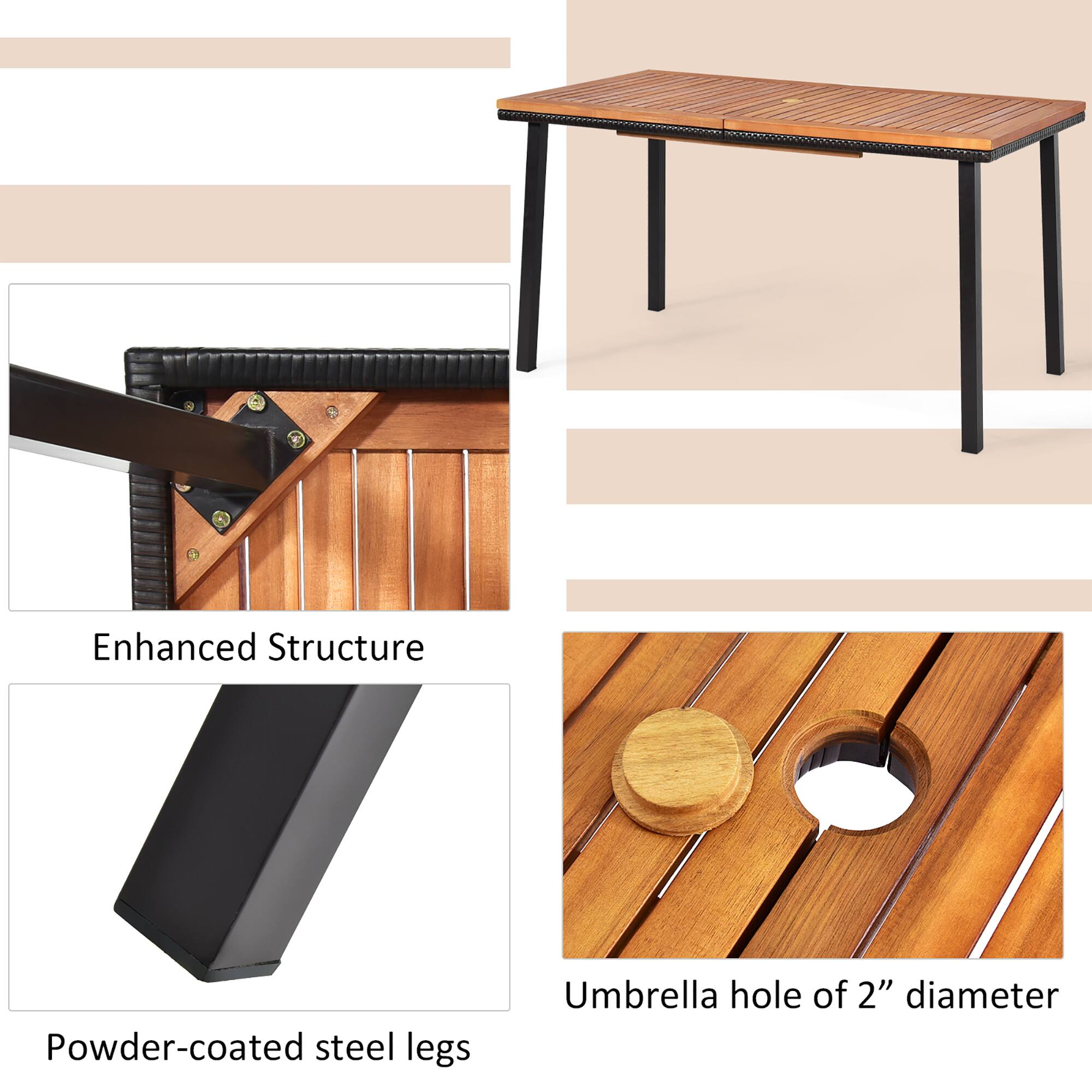 Enhanced Structure

Powder-coated steel legs

Umbrella hole of 2" diameter