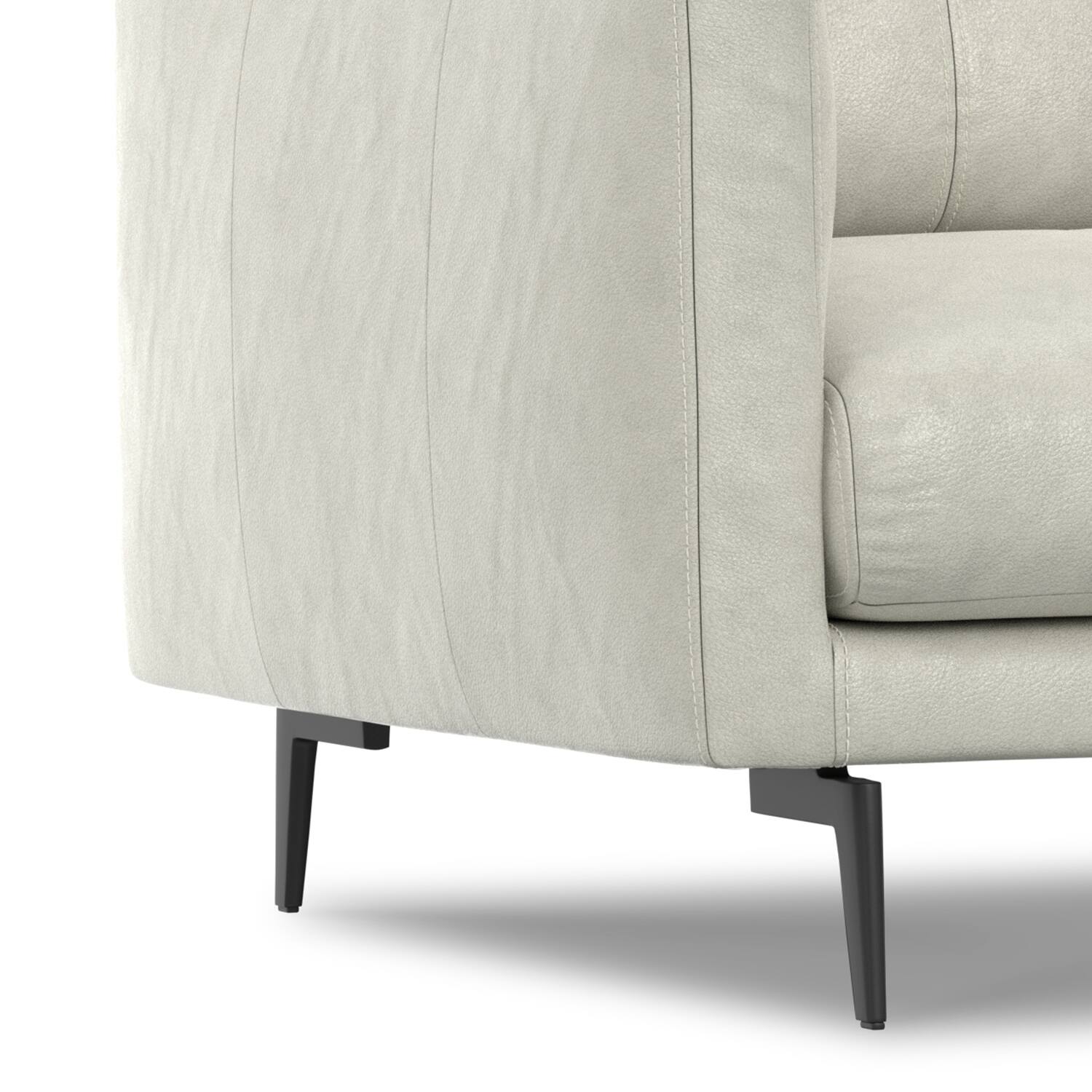 Alt View 5. Simpli Home - Stevens Modern, Mid - Century 60 inch Wide Sofa in Light Smoke Grey Genuine Leather - Light Smoke Grey.