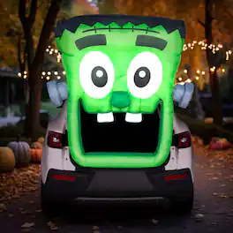 Joyfy - 4.3 FT Halloween Inflatable Zombie Decoration,Trunk or Treat Car Decorations Kit with Built-in LED Light for Party Yard - Green