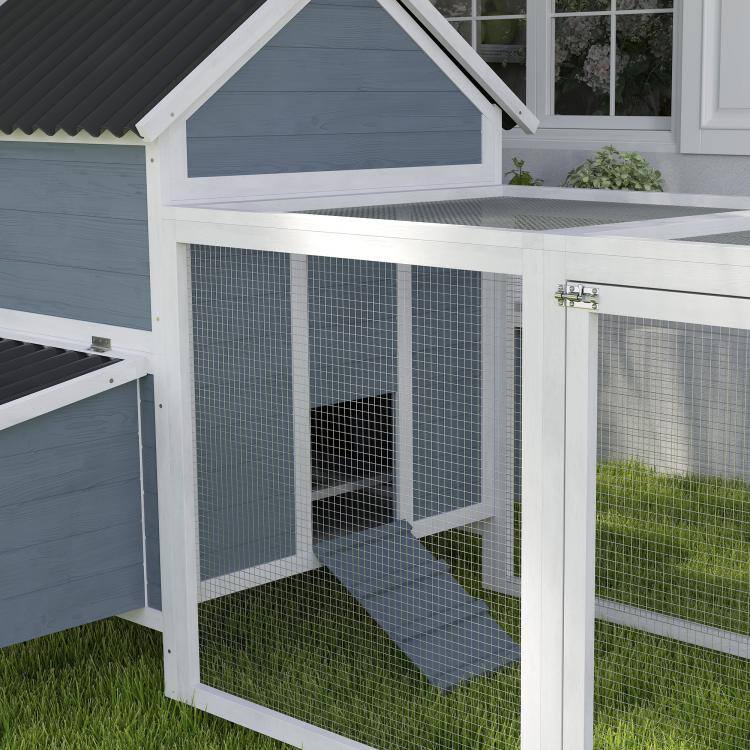 PULUZ 156 inch Extra Large Wooden Chicken Coop with 2 Nesting Box, Run ...