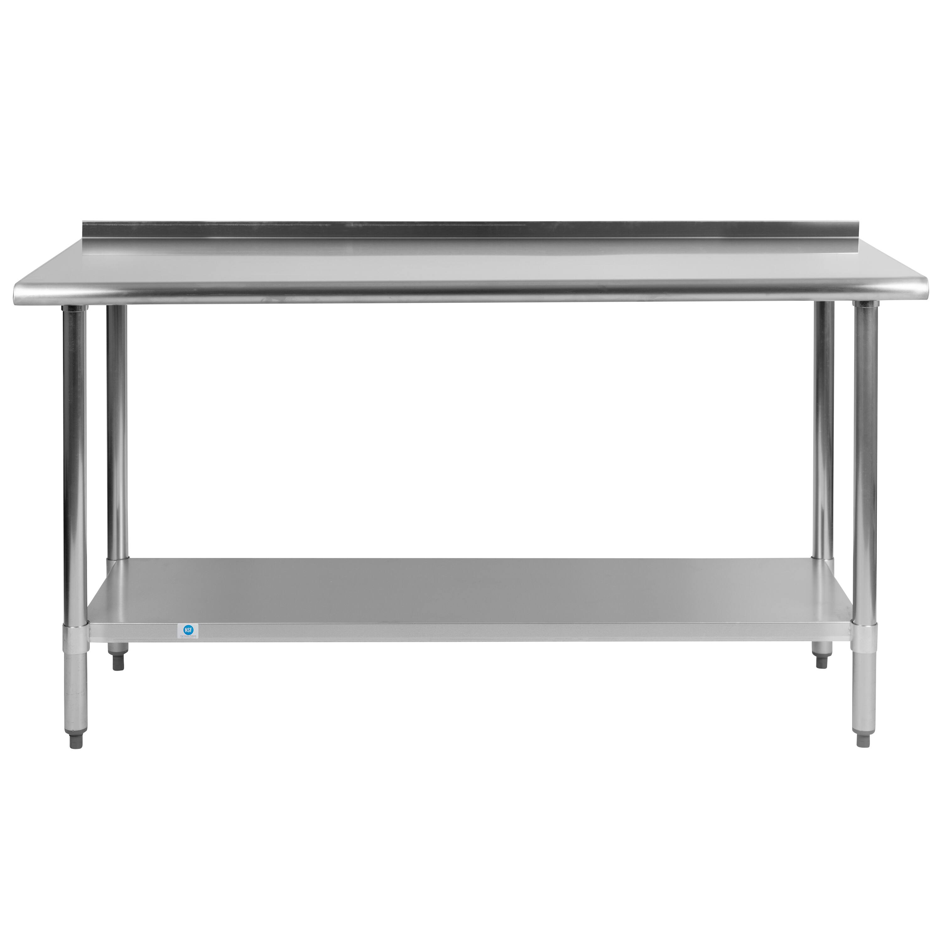 Alt View 7. Emma + Oliver - Stainless Steel 18 Gauge Prep and Work Table with Backsplash and Shelf, NSF - Stainless Steel.