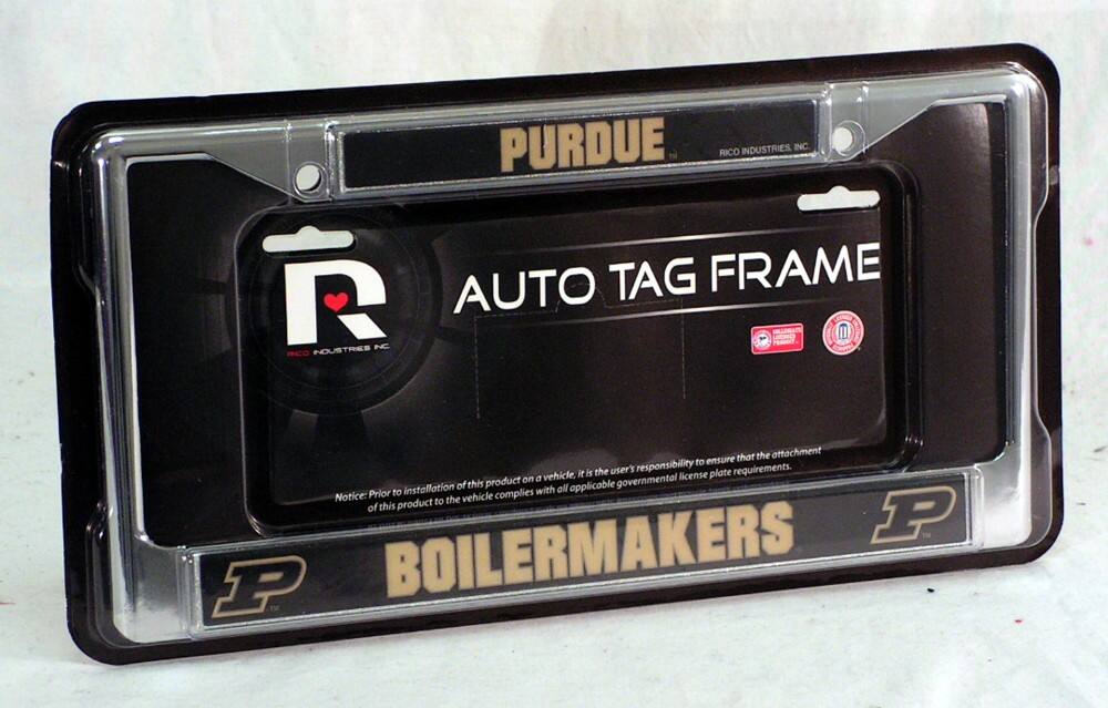 PURDUE  
RICO INDUSTRIES, INC.  

AUTO TAG FRAME  

Notice: Prior to installation of this product on a vehicle, it is the user's responsibility to ensure that the attachment of this product to the vehicle complies with all applicable governmental license plate requirements.  

BOILERMAKERS