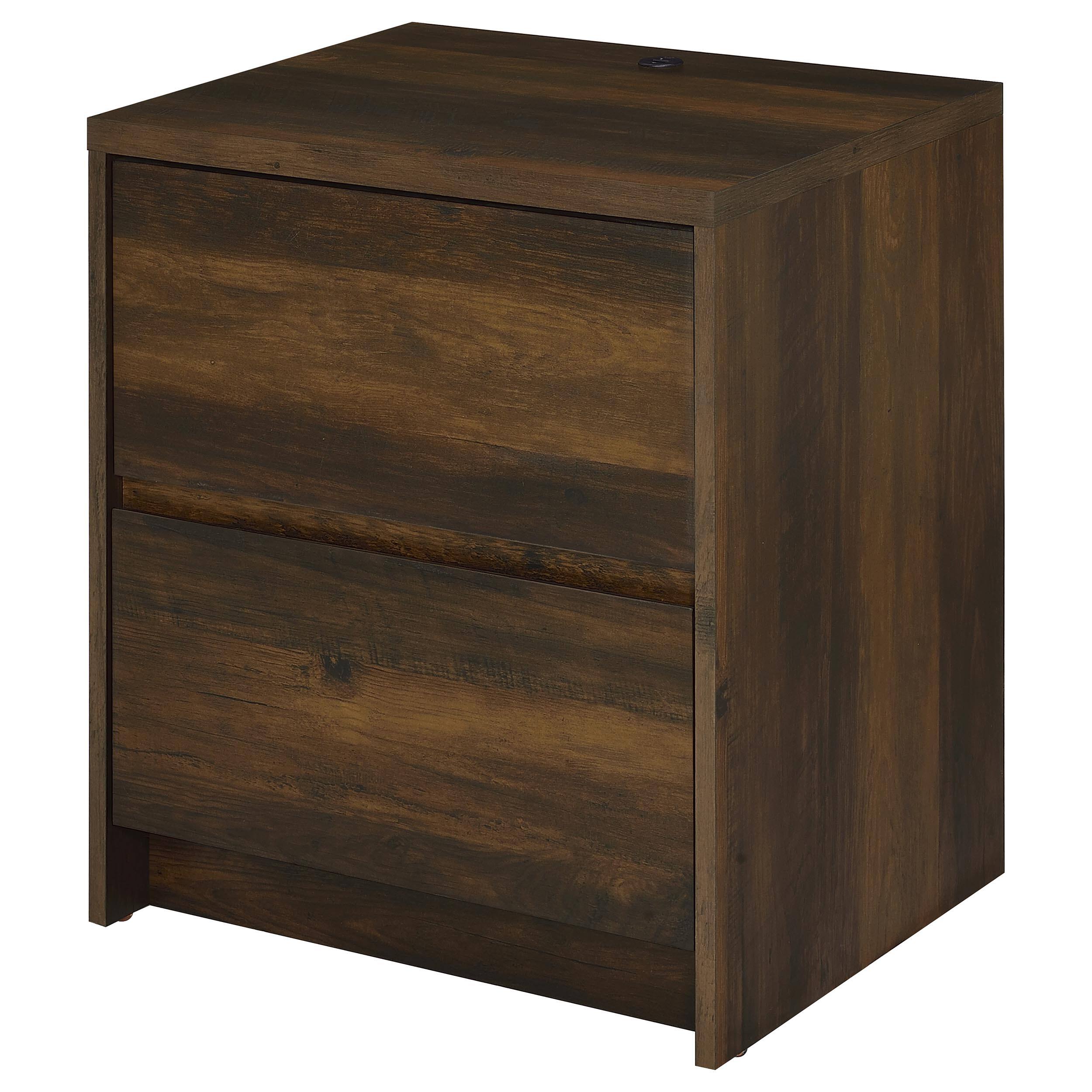 Left. Tiramisubest - Dark Pine 2-Drawer Nightstand with LED Lights and USB Ports - Green.