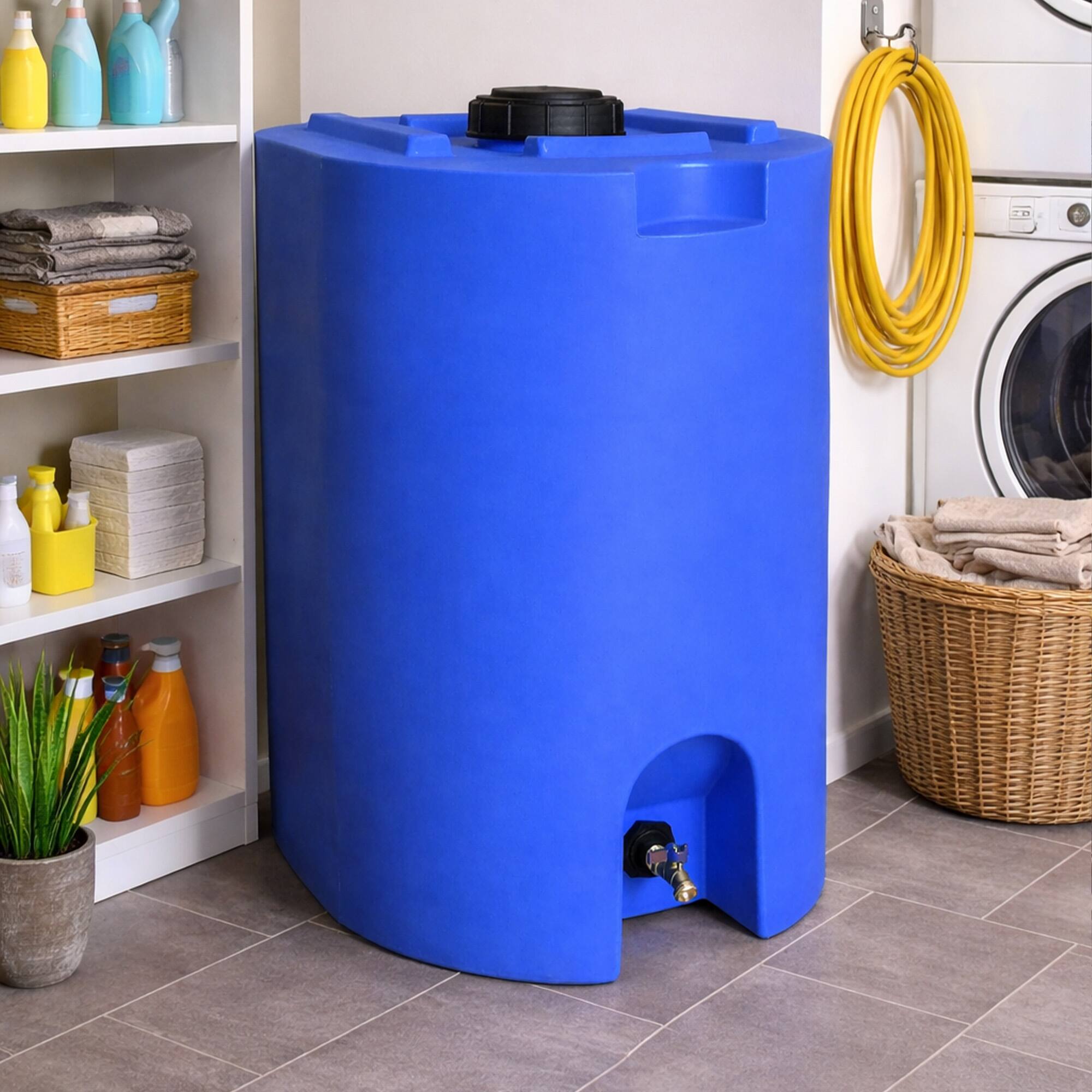 Alt View 2. WaterPrepared - WaterPrepared 55 Gal Stackable Design Utility Water Tank with Large Cap, Blue - Blue.