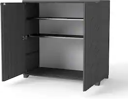 Decksplore - Outdoor Storage Shed with 2 Shelves, All-Weather Resin Cabinet for Patio, Garden, and Backyard - Black