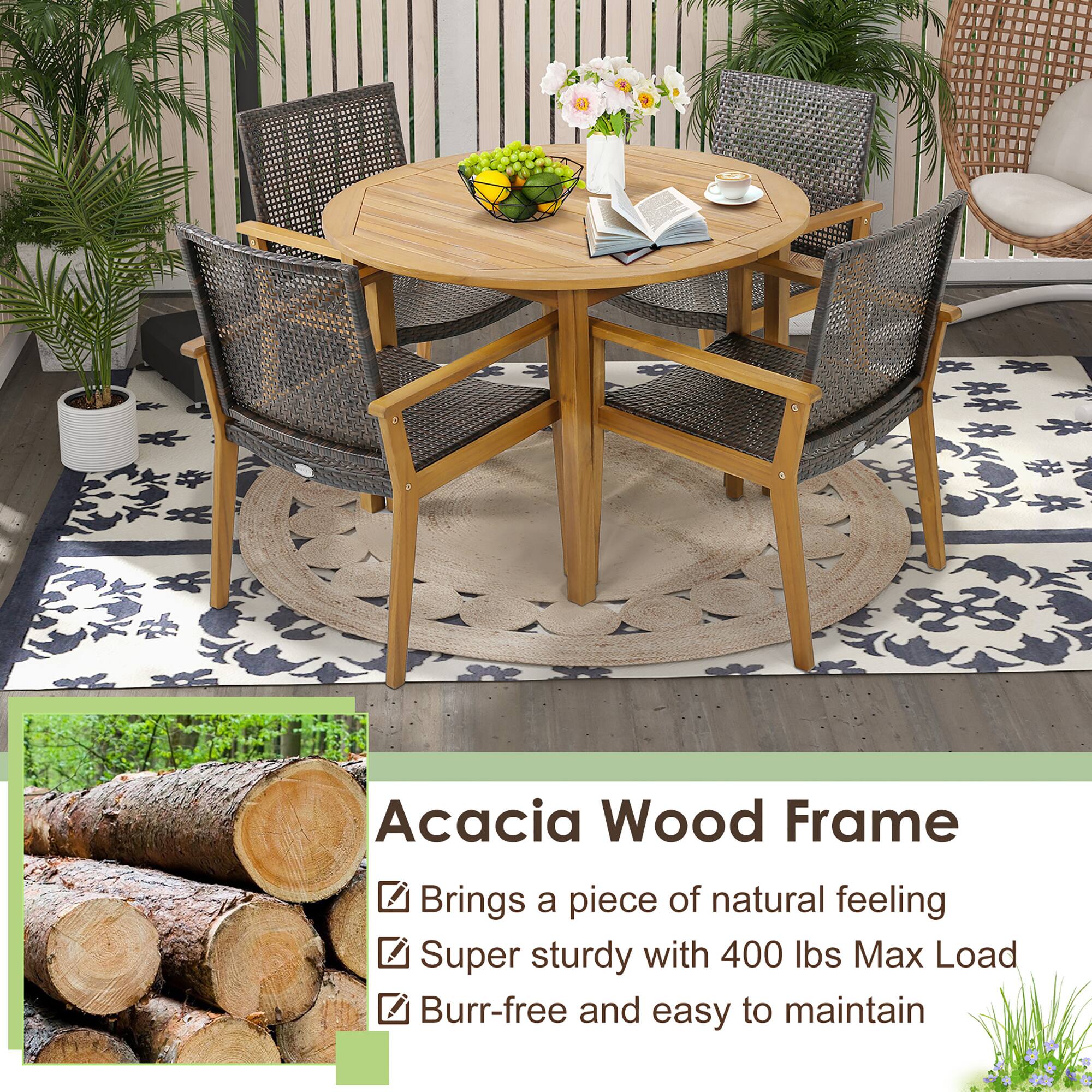 Acacia Wood Frame  
Brings a piece of natural feeling  
Super sturdy with 400 lbs Max Load  
Burr-free and easy to maintain