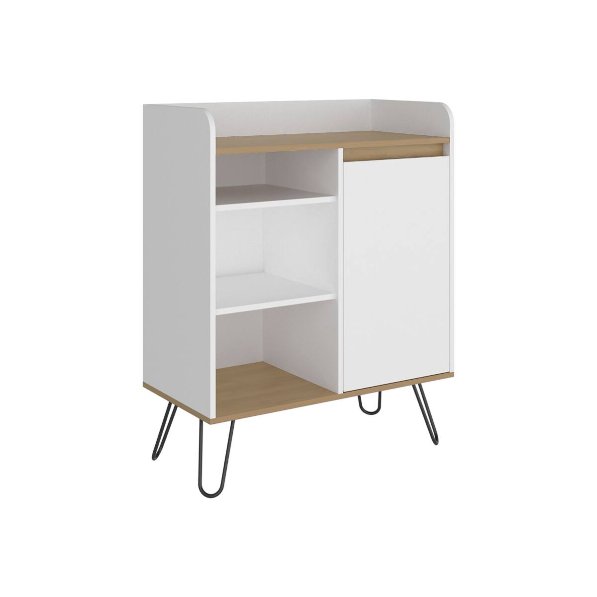 Alt View 2. Loheer - Loheer White and Natural Oak Coffee Station with Storage Doors 31.5 Inch Wide - White and Natural Oak.