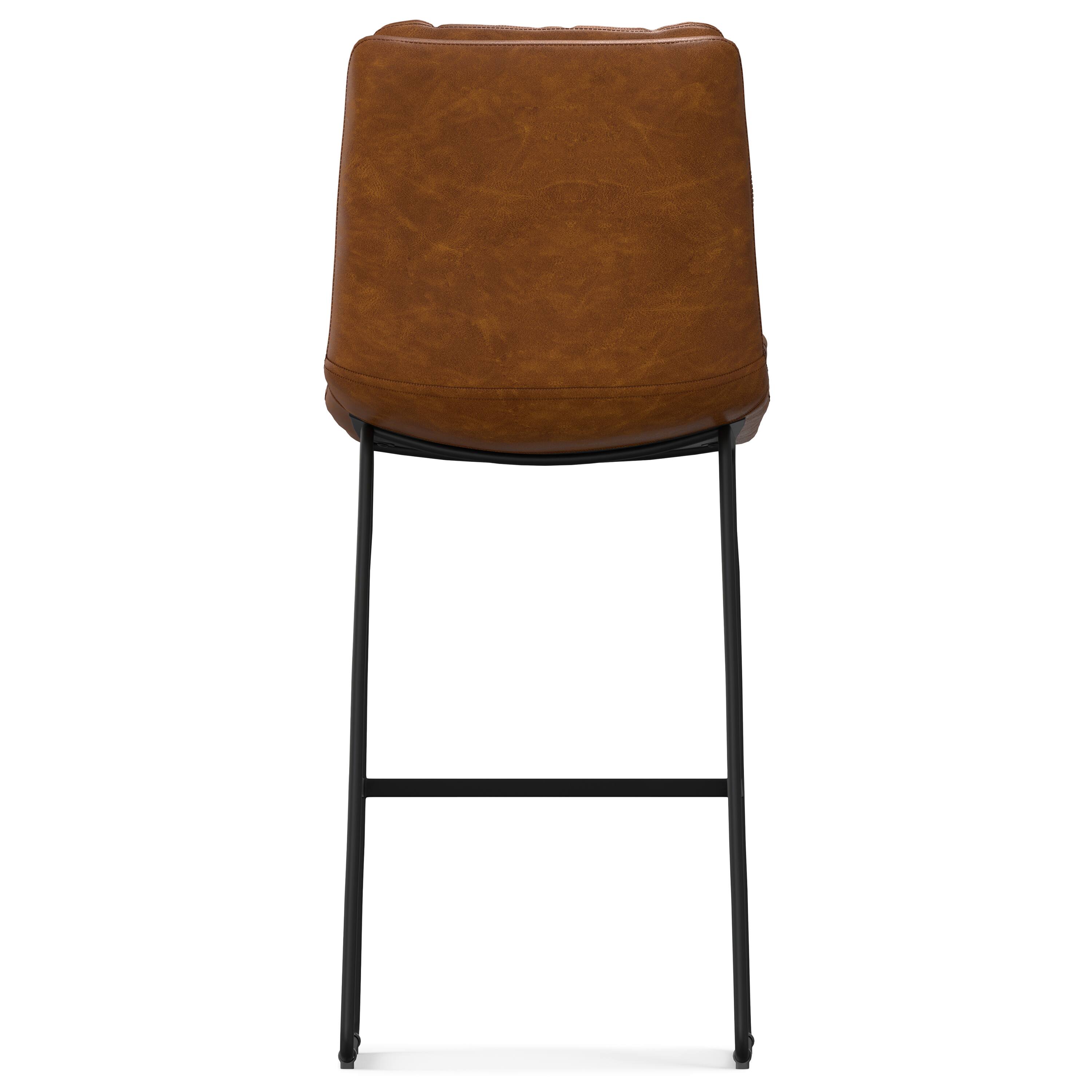Back. Simpli Home - Simpli Home Danika Mid Century Modern Bar Stool (Set of 2) in Camel Brown  Vegan Faux Leather - Camel Brown.