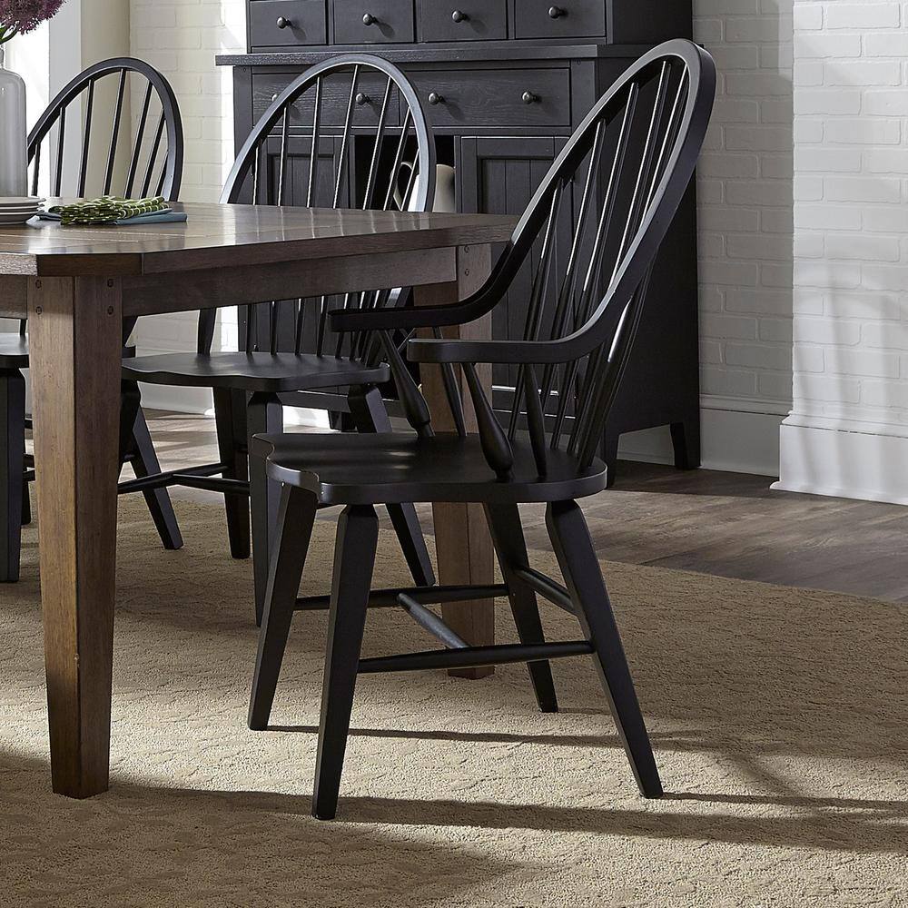 Alt View 1. Liberty Furniture Industries - Hearthstone Ridge Windsor Back Arm Chair - Black in Tobacco - Brown.