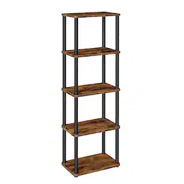 Songmics Home - Superfast Toolless Assembly, 5-Tier Shelf for Living Room, Standing Shelf, Bookshelf, Bedroom, Kitchen - Rustic Brown and Ink Black