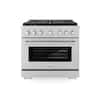 Front. ZLINE - 36 in. Wide 6 Burner 5.2 cu. ft. Paramount Freestanding Gas Range Cooktop and Convection Gas Oven in Stainless Steel - Stainless Steel.
