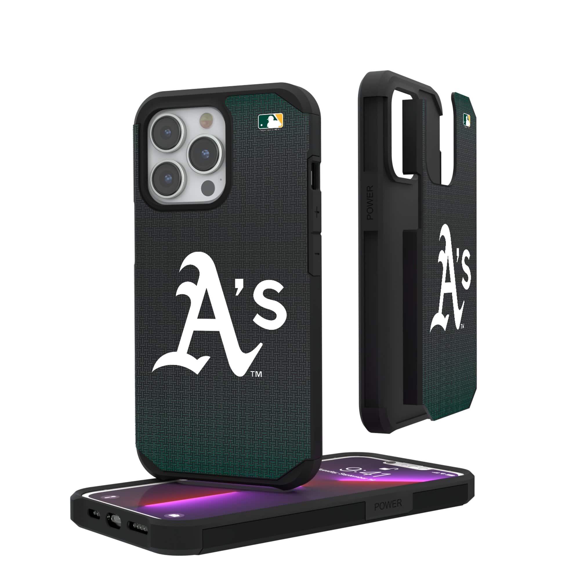 Keyscaper - MLB - Athletics Linen Logo iPhone Rugged Case - 14 Pro - Black price history on PriceWatchPro