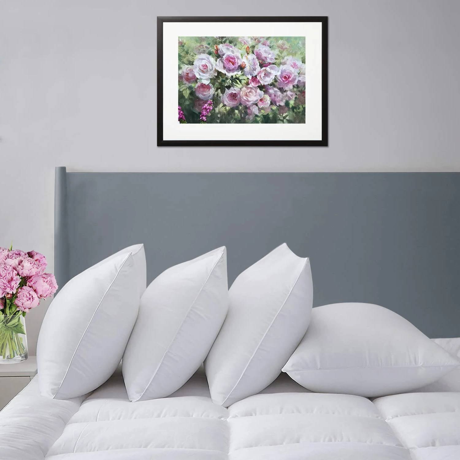 Front. Hivvago - Set of 4 - King size Down Alternative Pillows - Machine Washable - White.