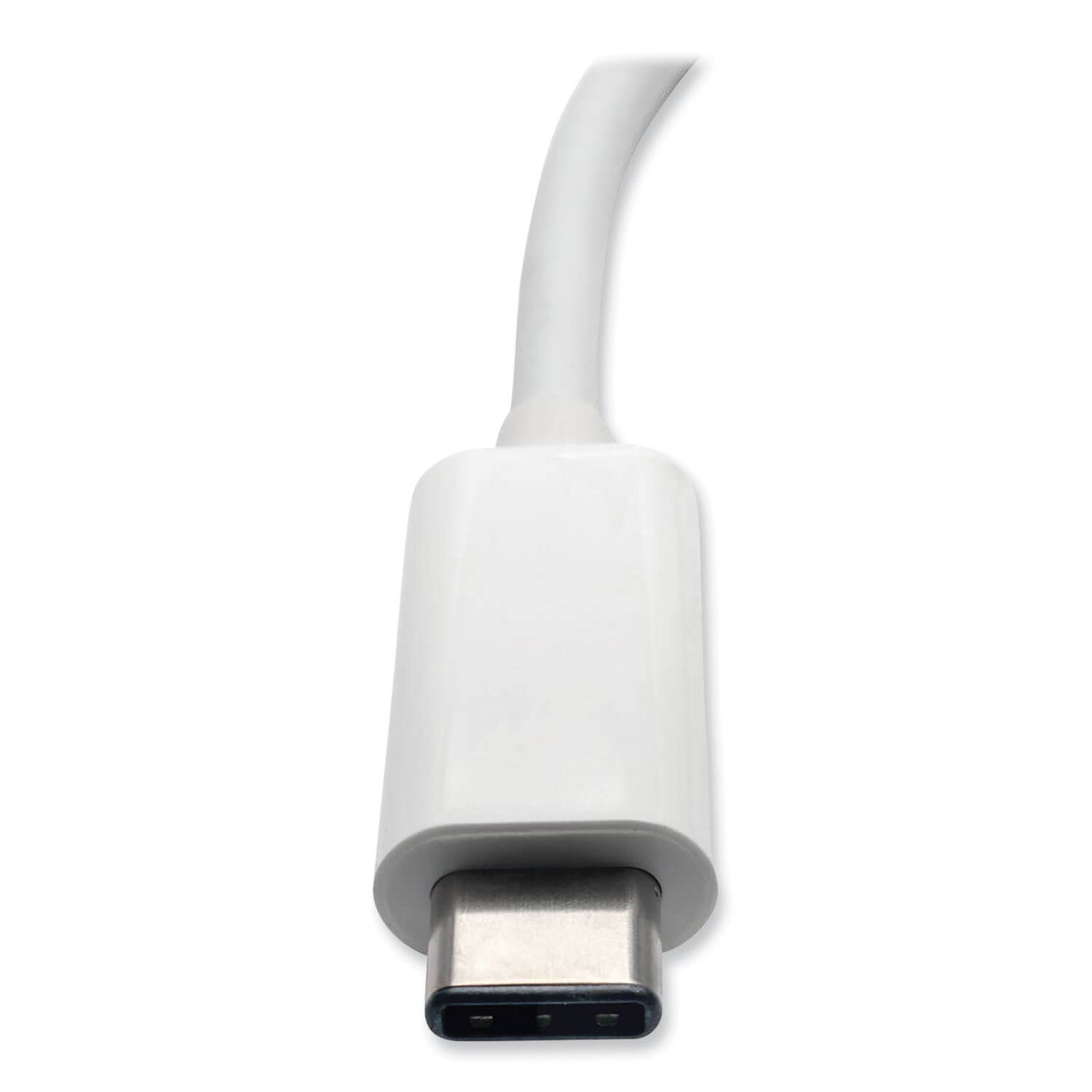 Alt View 4. Tripp Lite - U444-06N-HGU-C 3 in. USB-A/USB-C PD Charging/Gigabit Ethernet USB 3.1 Gen 1 USB-C to HDMI Adapter - White - White.