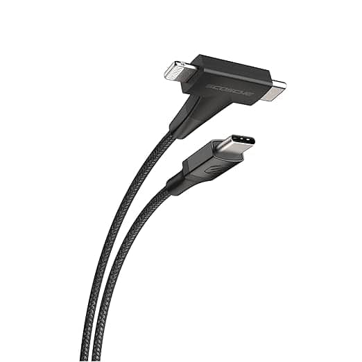 Scosche - Strike Line HH 2-in-1 USB-C to Lightning Cable - 4 ft | Color: - Black