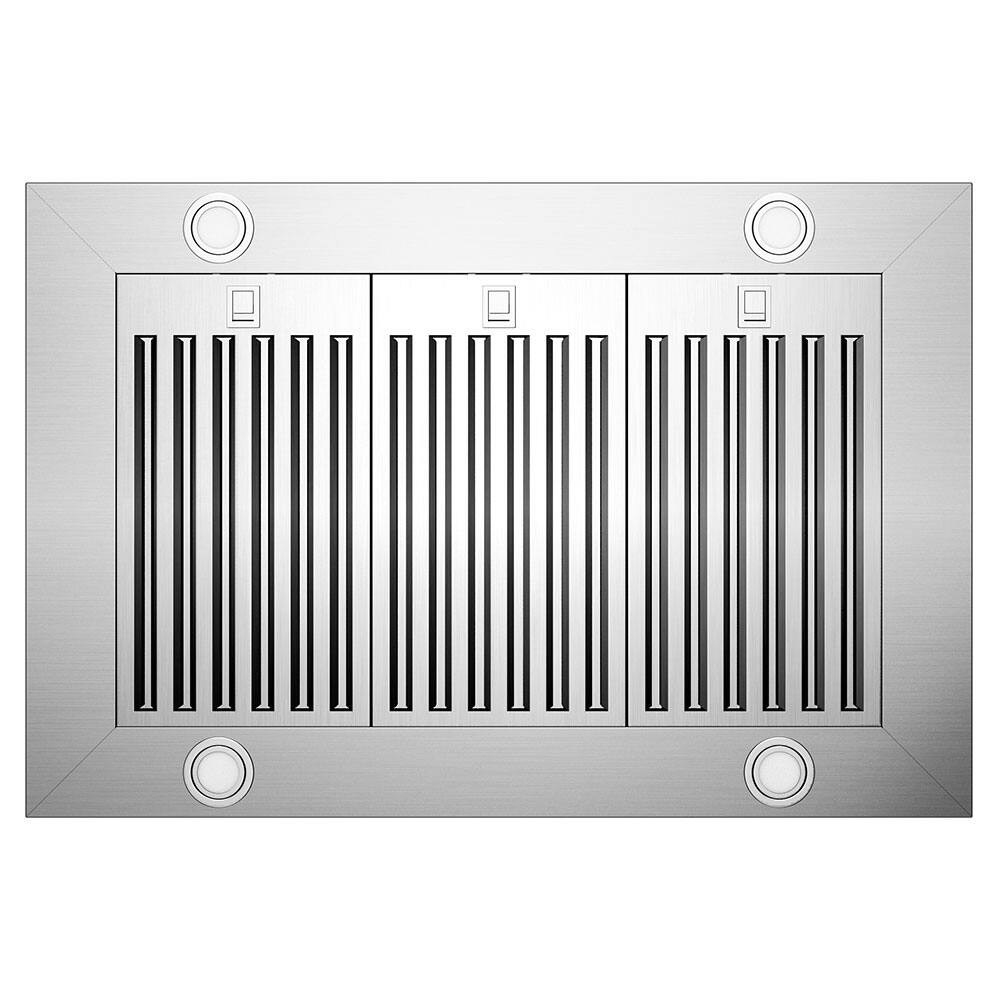 Left. VIKIO - 36 inch Ducted 700-CFM Stainless steel Island Range Hood with Charcoal Filter - Stainless steel.