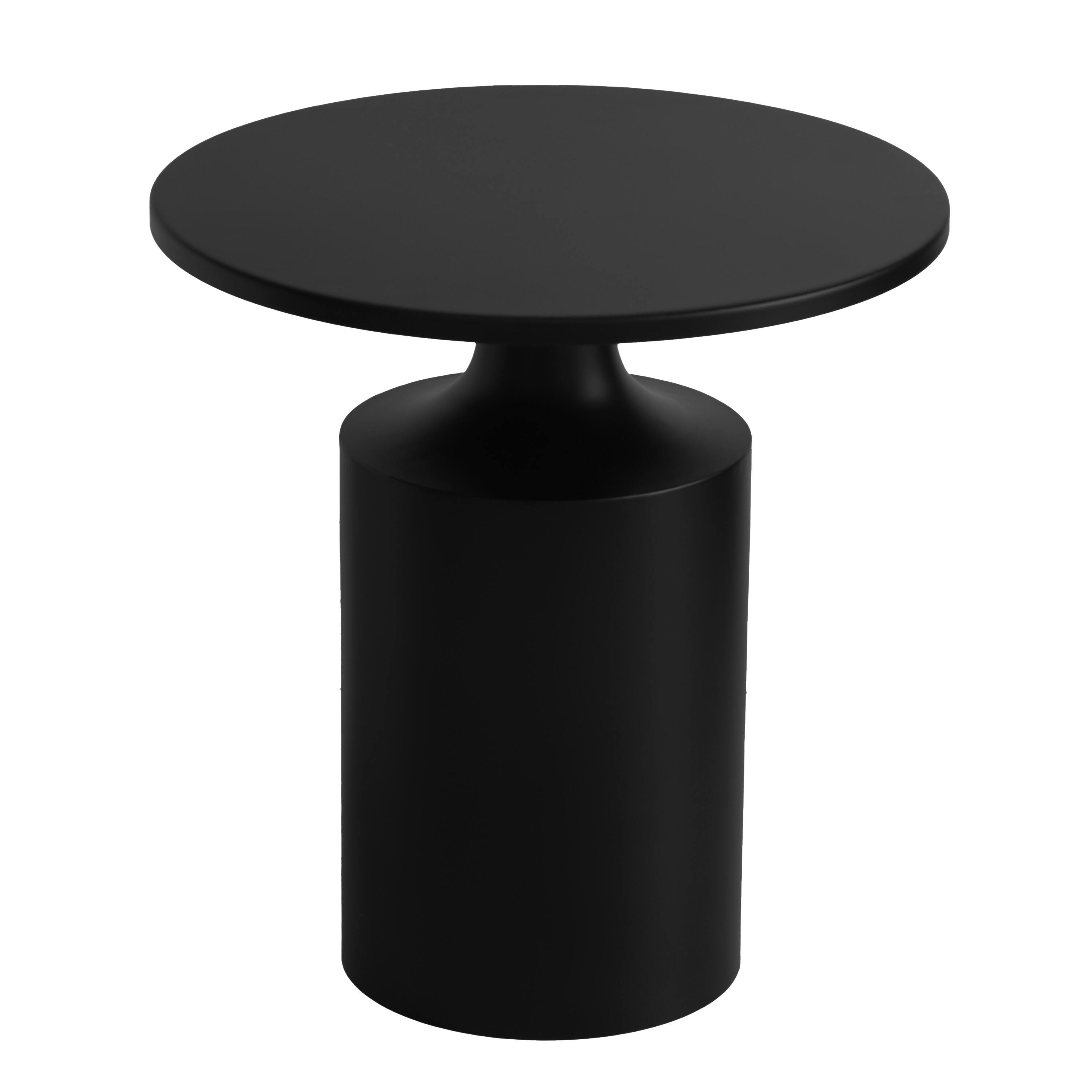 Alt View 1. Manhattan Lane - 20 Inch Modern Round Iron Side Table with Pedestal Base - Black.