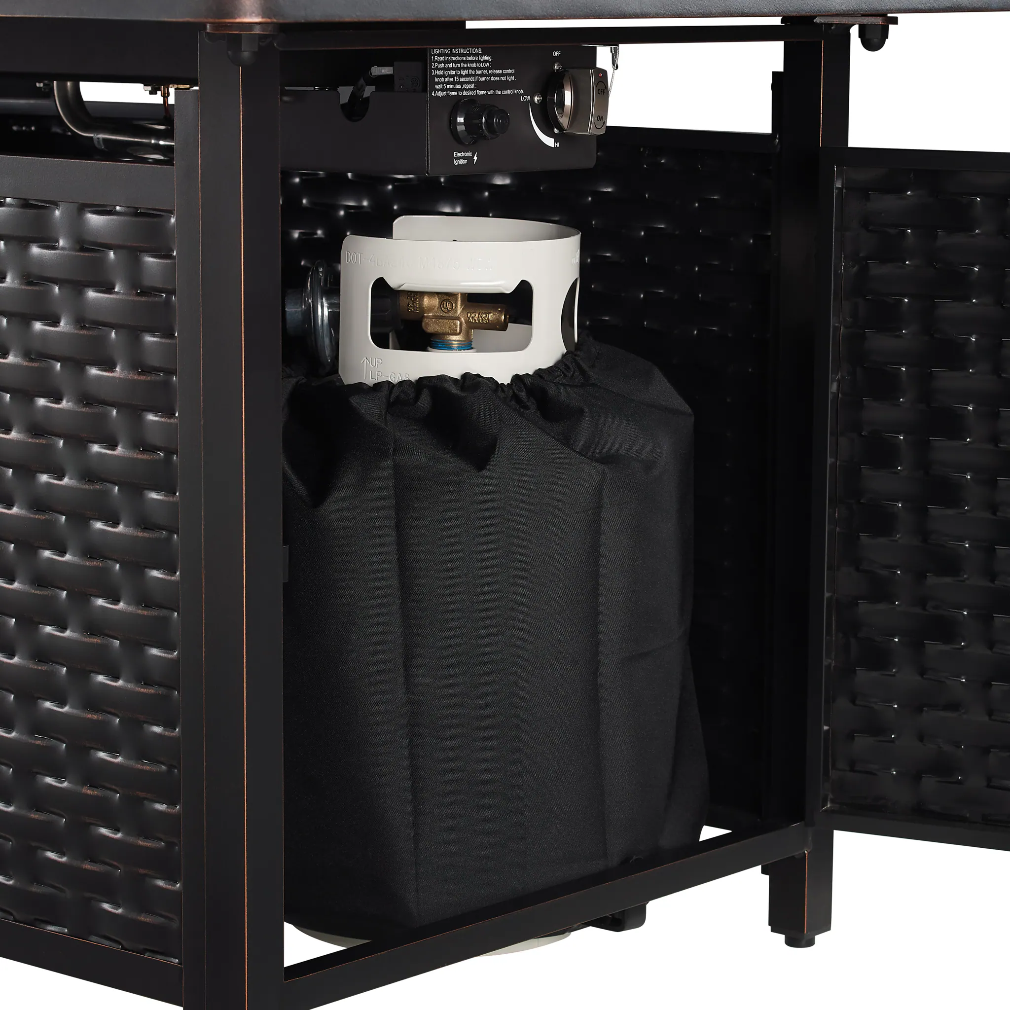 Alt View 14. Fire Sense - Albany Aluminum Rectangular LPG/NG Fire Pit - Antique Bronze.