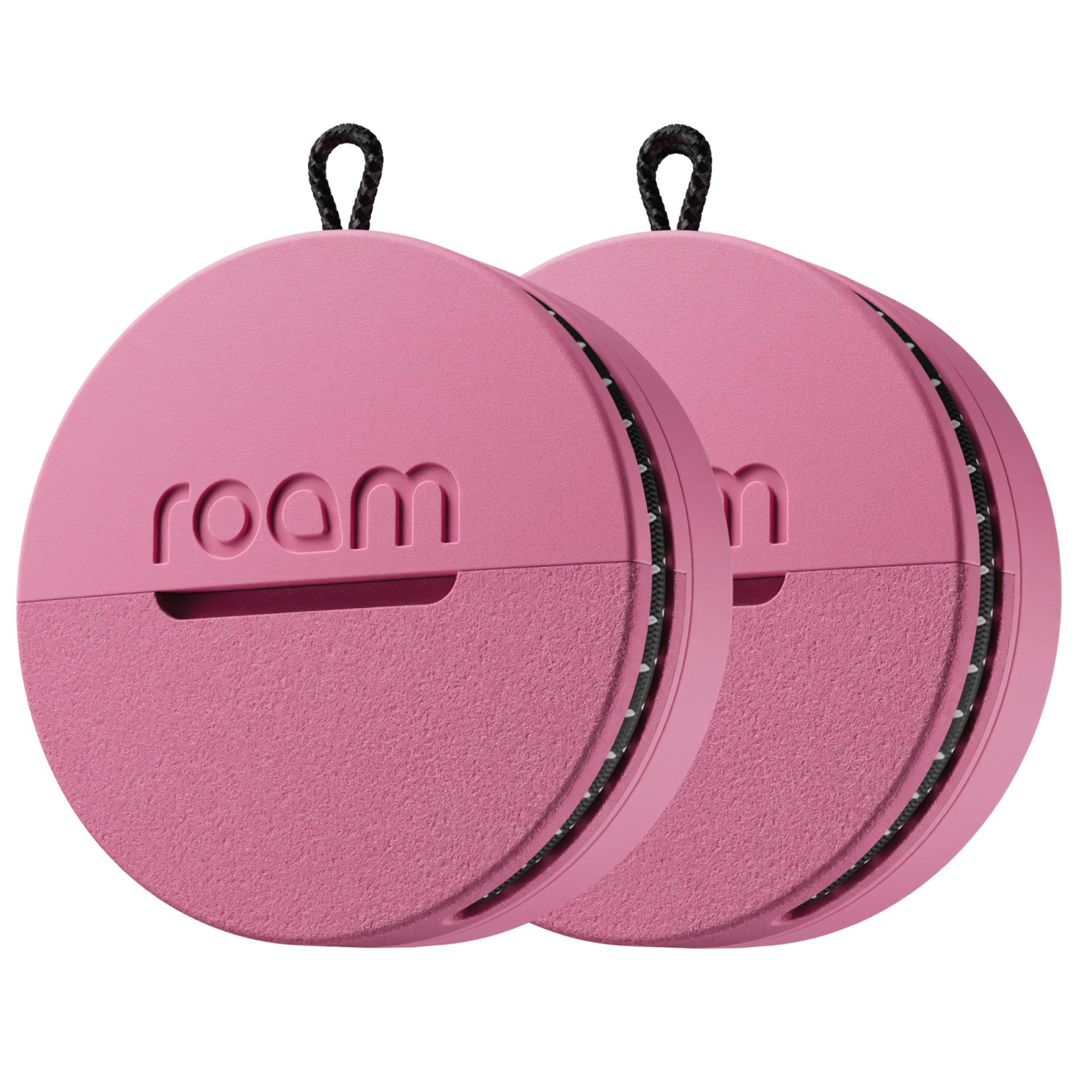 Front. Roam - Roam 3-in-1 Tracker - Bluetooth Item Locator, Keys/Luggage/Pet Gear, iOS or Android Find My, Waterproof, 2-Pack, Pink - Pink.