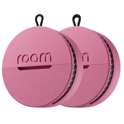 Front. Roam - Roam 3-in-1 Tracker - Bluetooth Item Locator, Keys/Luggage/Pet Gear, iOS or Android Find My, Waterproof, 2-Pack, Pink - Pink.