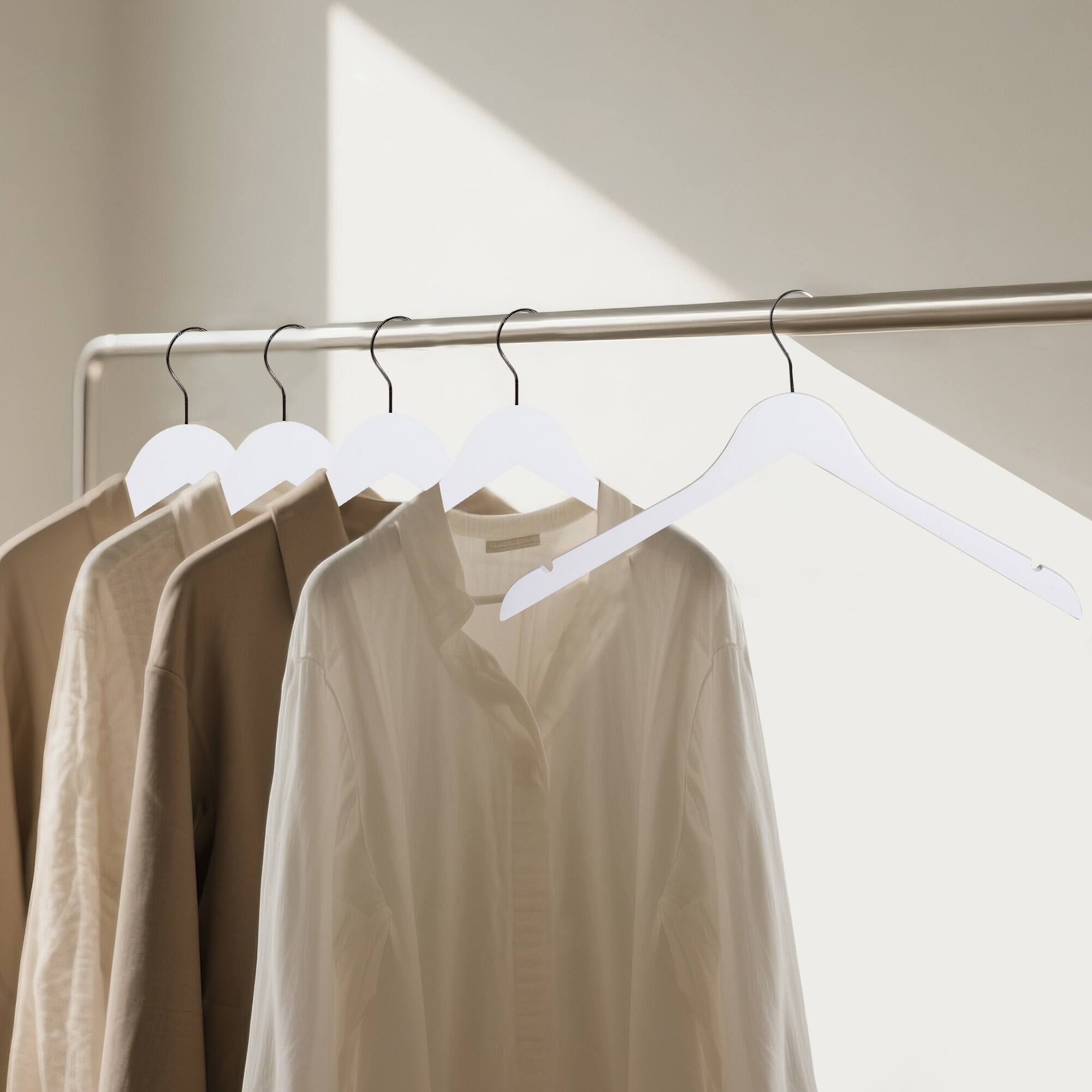 Alt View 2. BP4U - 12-Pack Premium Wooden Clothes Hangers, Solid Wood Coat Shirt Top Hangers for Jackets, Shirts, Dresses(White) - White.
