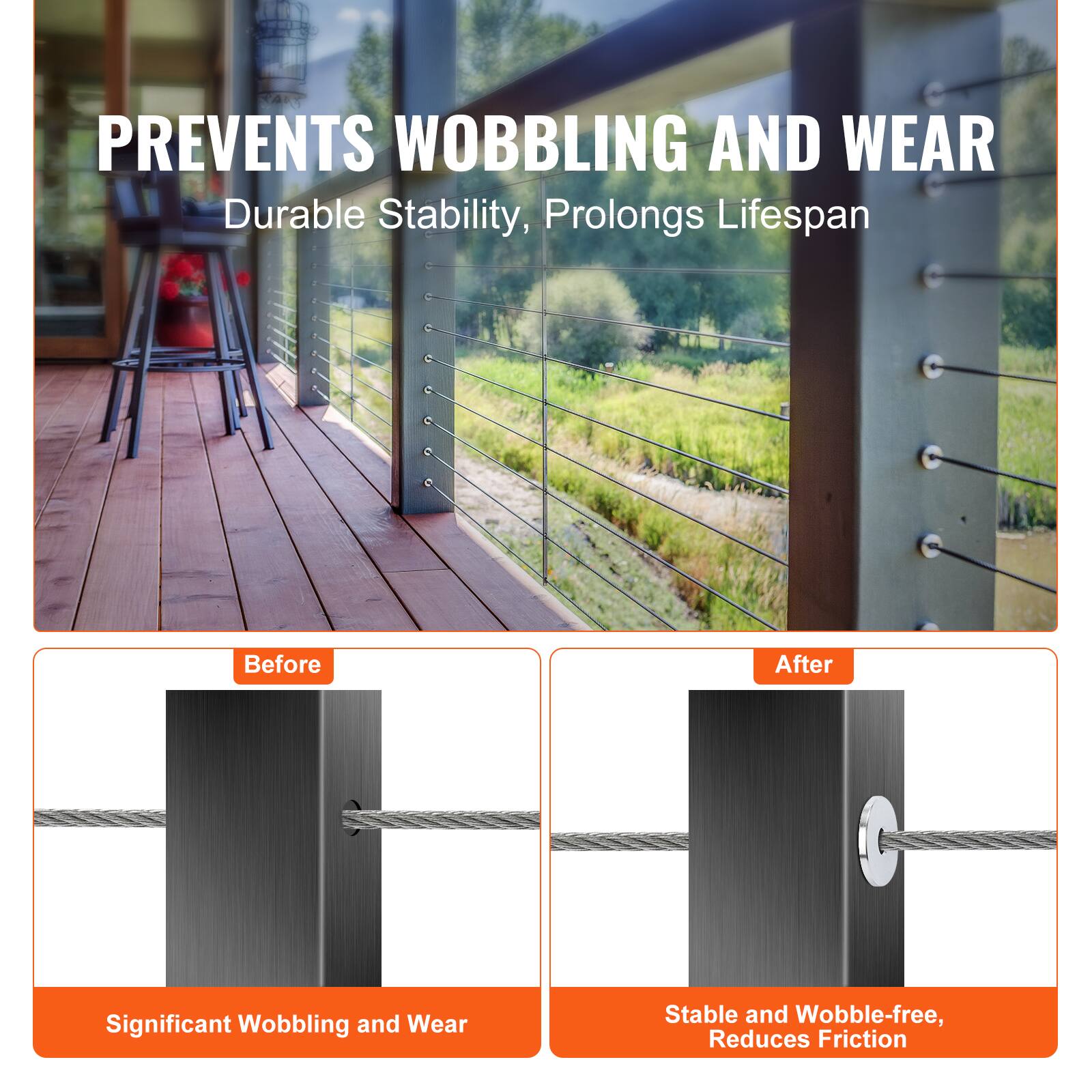 PREVENTS WOBBLING AND WEAR  
Durable Stability, Prolongs Lifespan  

Before  
Significant Wobbling and Wear  

After  
Stable and Wobble-free, Reduces Friction