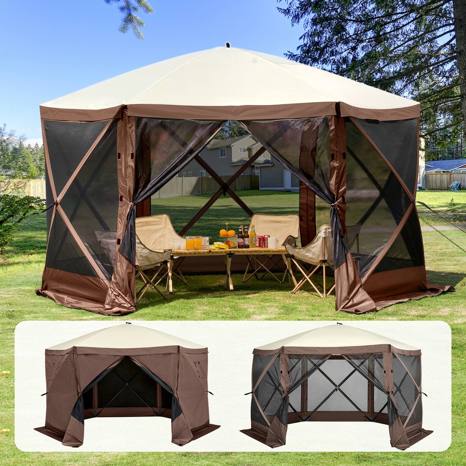 Alt View 2. Boyel Living - Pop Up Gazebo Tent Waterproof Outdoor Event Canopy Shelter - Brown.