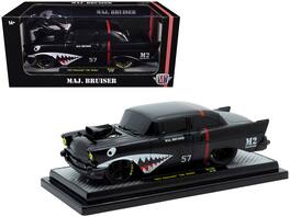 M2 - 1957 Chevrolet 150 Sedan "Maj. Bruiser" Stripe & Shark Mouth Graphics Limited Edition 6650 1/24 - Matt Black with Red