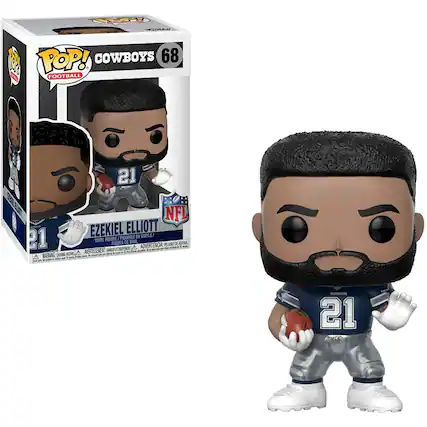 Sure, here is the corrected and grouped text from the image:
---
**POP! FOOTBALL**
**COWBOYS 68**
**EZEKIEL ELLIOTT**
**VINYL FIGURE / FIGURINE EN VINYLE / FIGURA DE VINIL / FIGURA DE VINIL**
**WARNING: CHOKING HAZARD - SMALL PARTS. NOT FOR CHILDREN UNDER 3 YEARS.**
**ADVERTENCIA: PEQUEÑOS PIEZAS. NO ES APTO PARA MENORES DE 3 AÑOS.**
**AVERTISSEMENT: PETITS ÉLÉMENTS. NE PAS LAISSER ENFANTS DE MOINS DE 3 ANS.**
**ADVERTÊNCIA: PEÇAS PEQUENAS. NÃO APTO PARA CRIANÇAS MENORES DE 3 ANOS.**
---
**NFL**
**21**