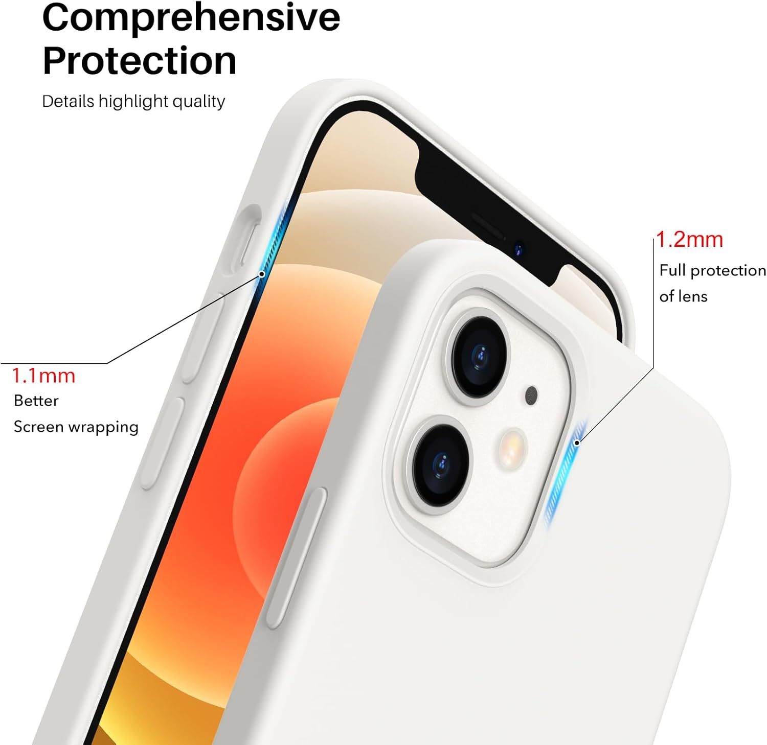 Comprehensive Protection Details highlight quality 1.2mm Full protection of lens 1.1mm Better Screen wrapping