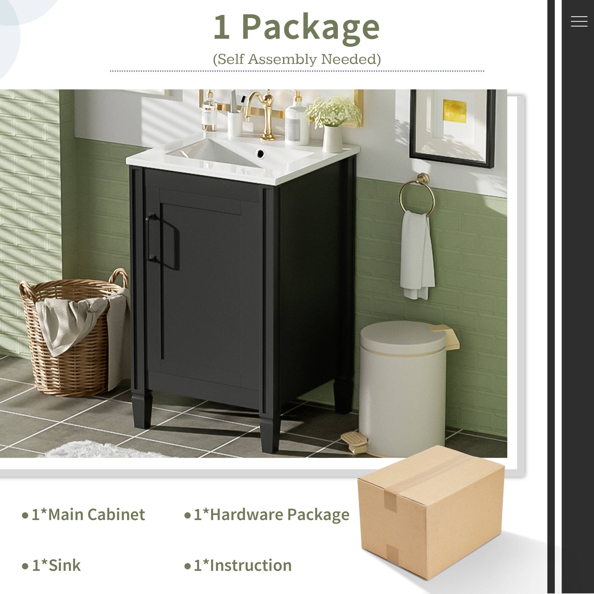 1 Package  
(Self Assembly Needed)  

- 1*Main Cabinet  
- 1*Hardware Package  
- 1*Sink  
- 1*Instruction