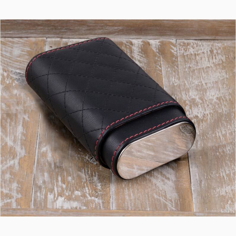 Left. Prestige - Drexel Diamond Stitch Case (Black) - Black Leather Finish.