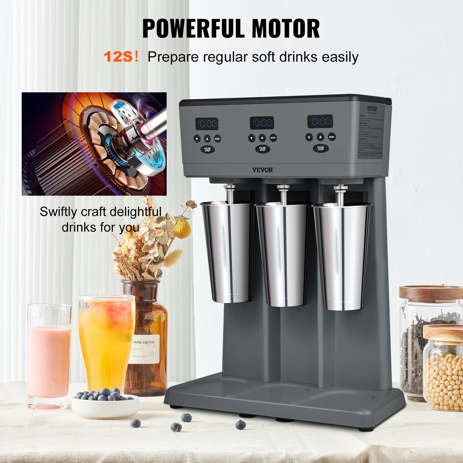 POWERFUL MOTOR  
12S! Prepare regular soft drinks easily  

Swiftly craft delightful drinks for you  

TAINS CACTUS