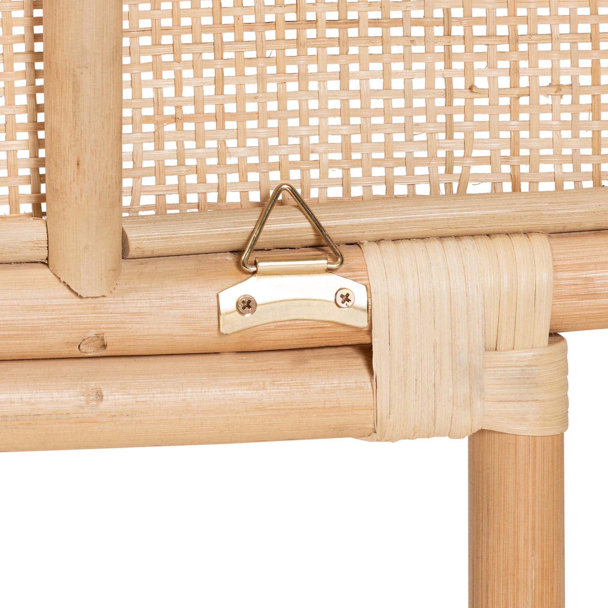 Back. bali & pari - Reegan Modern Bohemian Rattan Queen Size Standalone Headboard - Natural Brown.