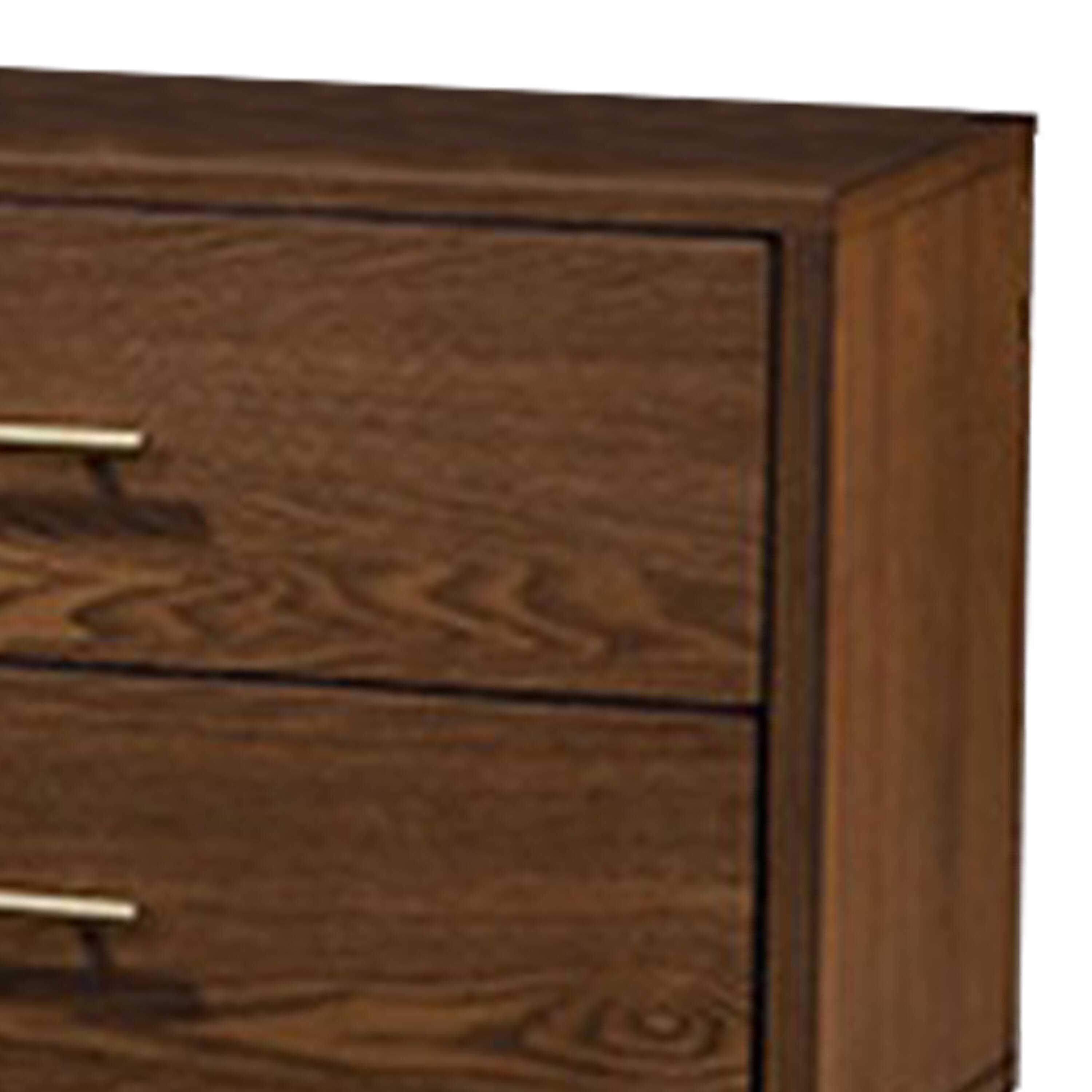 Alt View 1. Manhattan Lane - Roma Nightstand, 2 Drawers, Nickel Bar Handles,Solid Wood - Walnut Brown, Nickel.