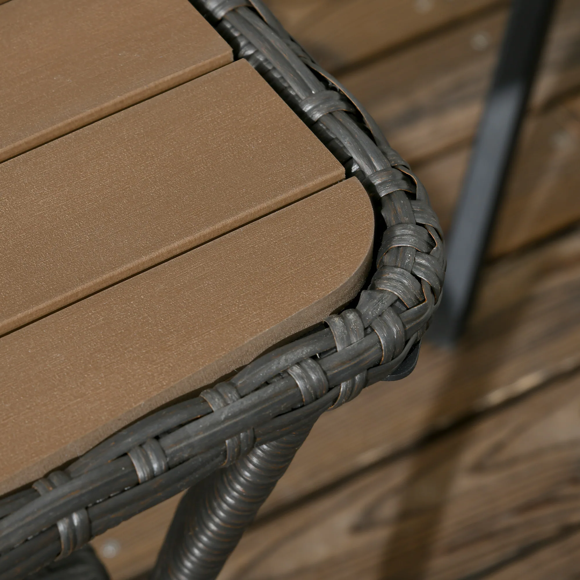 Alt View 8. Outsunny - PE Rattan Outdoor Coffee Table with Storage, 2-Layer Wicker Side Table, Patio Storage Table - Brown.